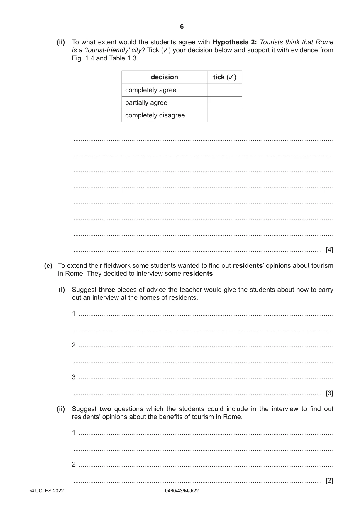 Cambridge IGCSE Geography 0460 2022 May/June Paper 4 · Variant 3 question paper, page 6 of 16