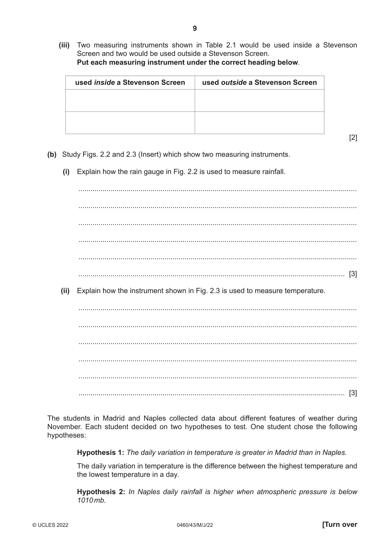 Cambridge IGCSE Geography 0460 2022 May/June Paper 4 · Variant 3 question paper, page 9 of 16