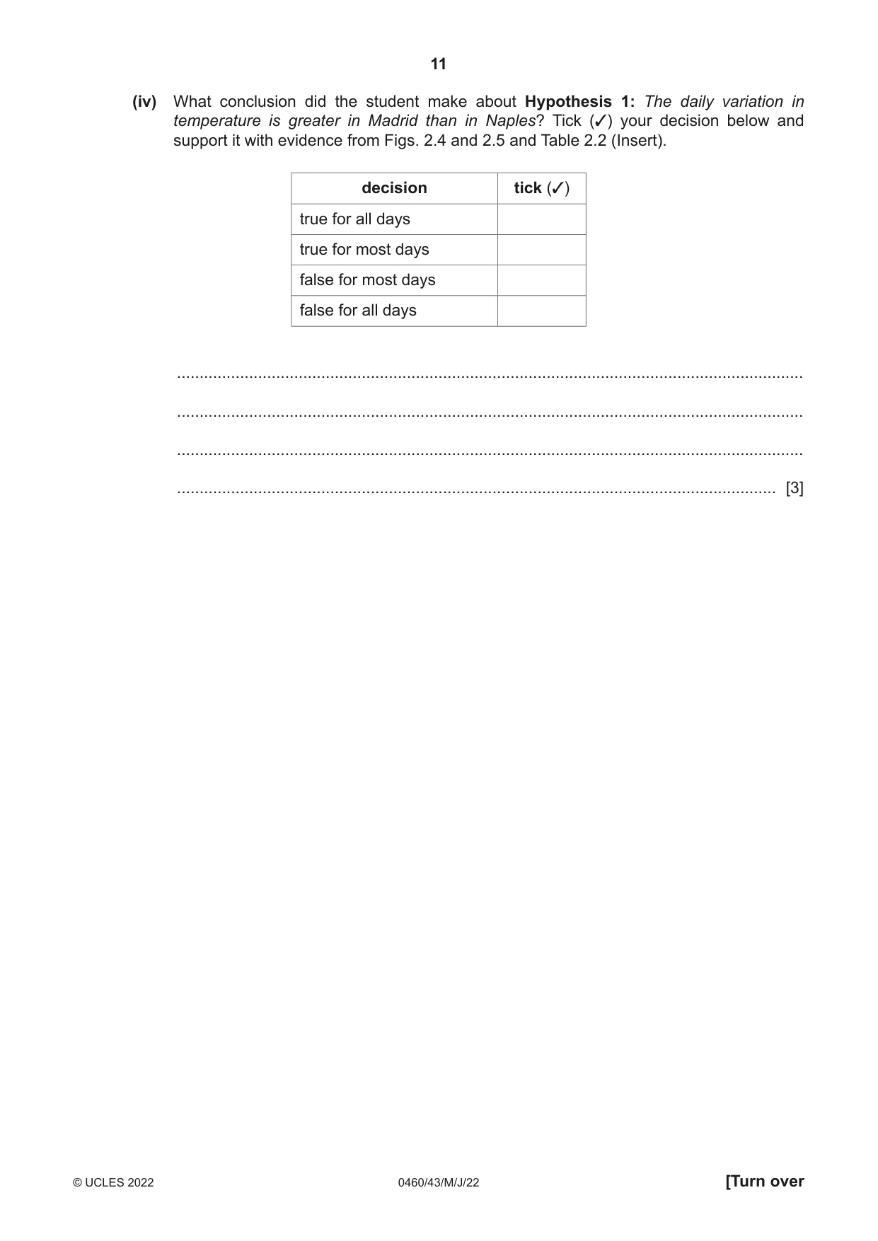 Cambridge IGCSE Geography 0460 2022 May/June Paper 4 · Variant 3 question paper, page 11 of 16