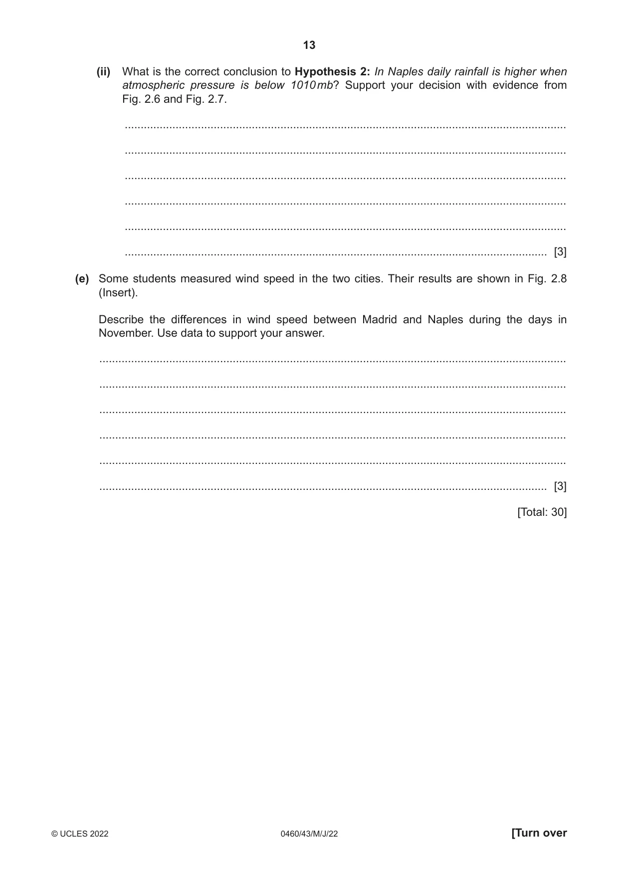 Cambridge IGCSE Geography 0460 2022 May/June Paper 4 · Variant 3 question paper, page 13 of 16