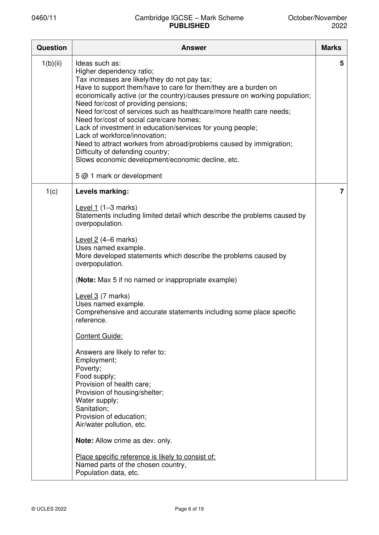 Mark scheme, page 6 of 19