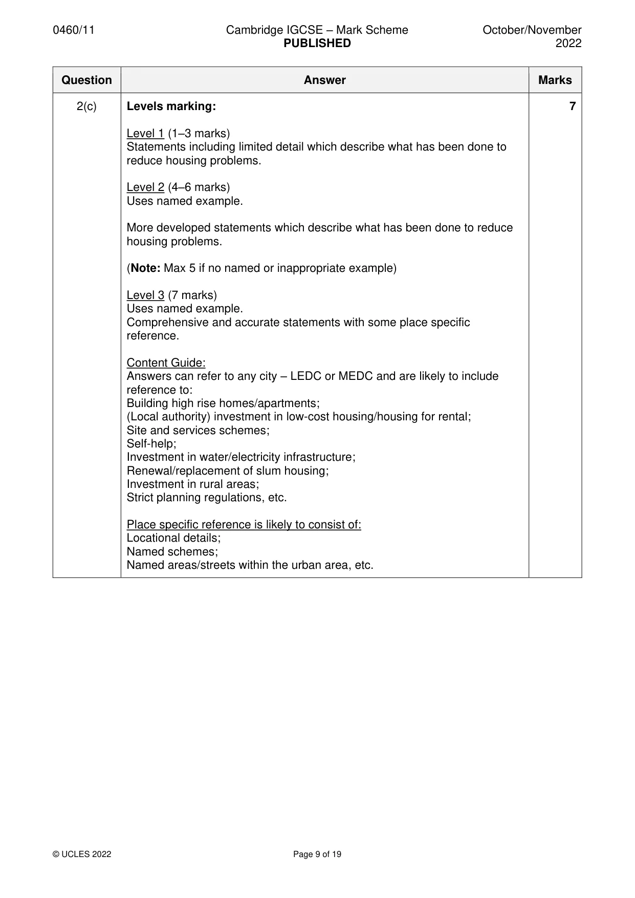 Mark scheme, page 9 of 19