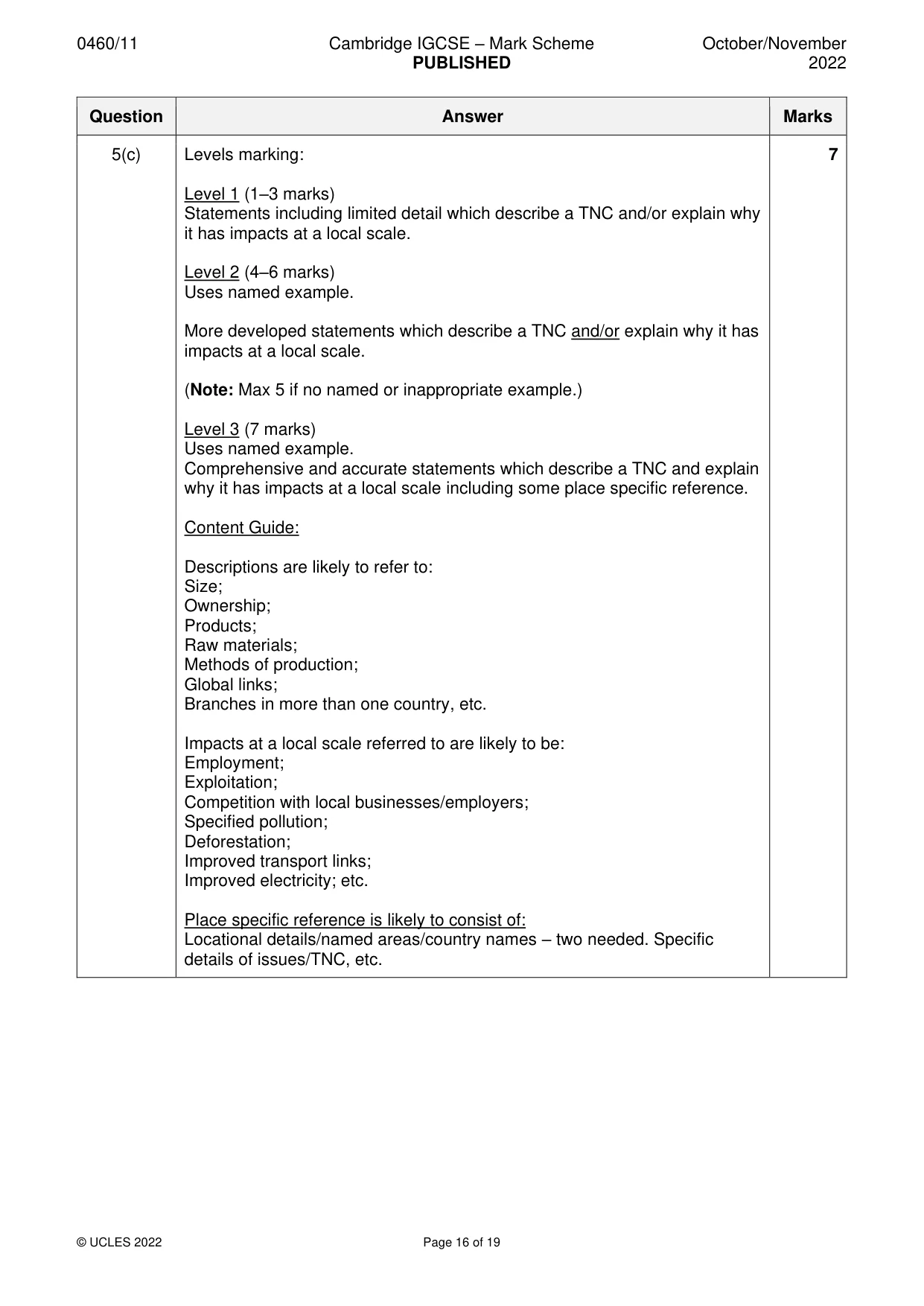 Mark scheme, page 16 of 19