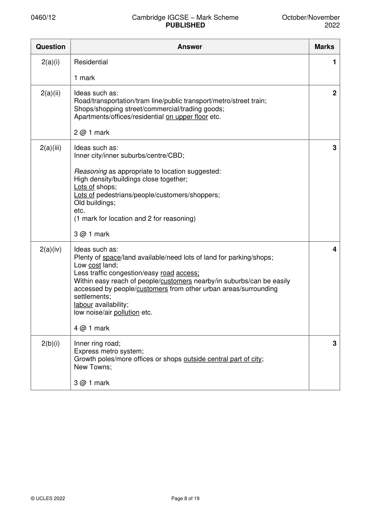 Mark scheme, page 8 of 19
