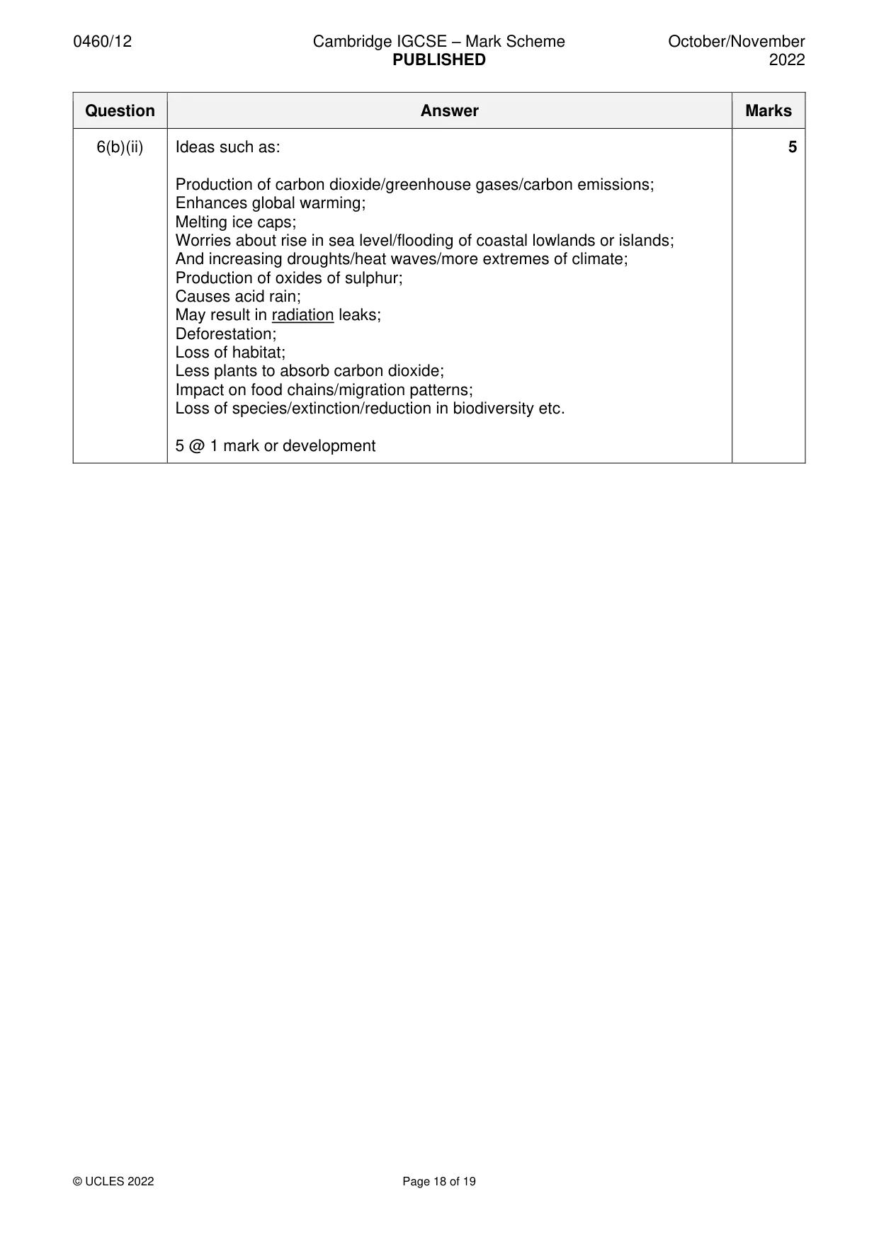 Mark scheme, page 18 of 19