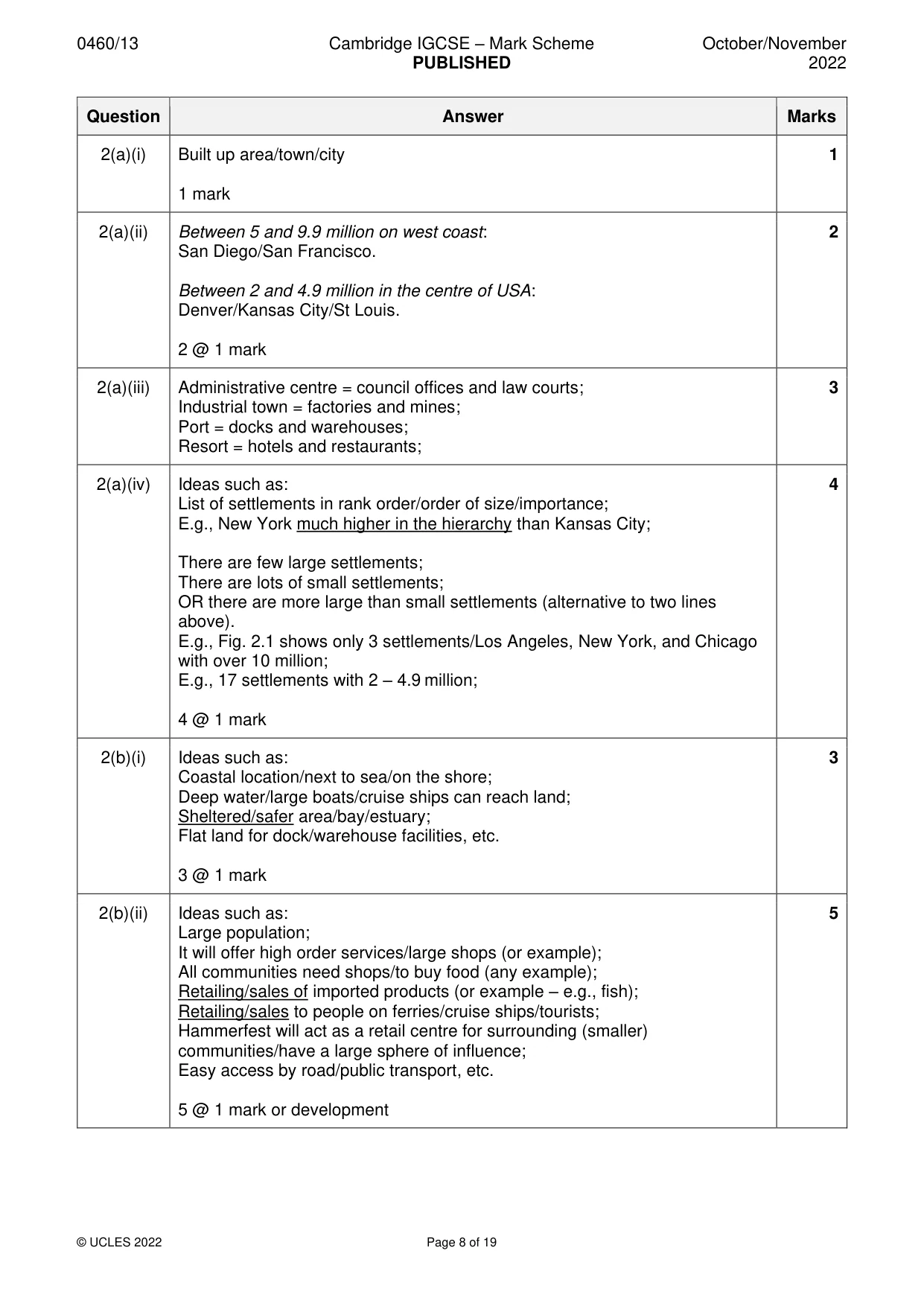 Mark scheme, page 8 of 19