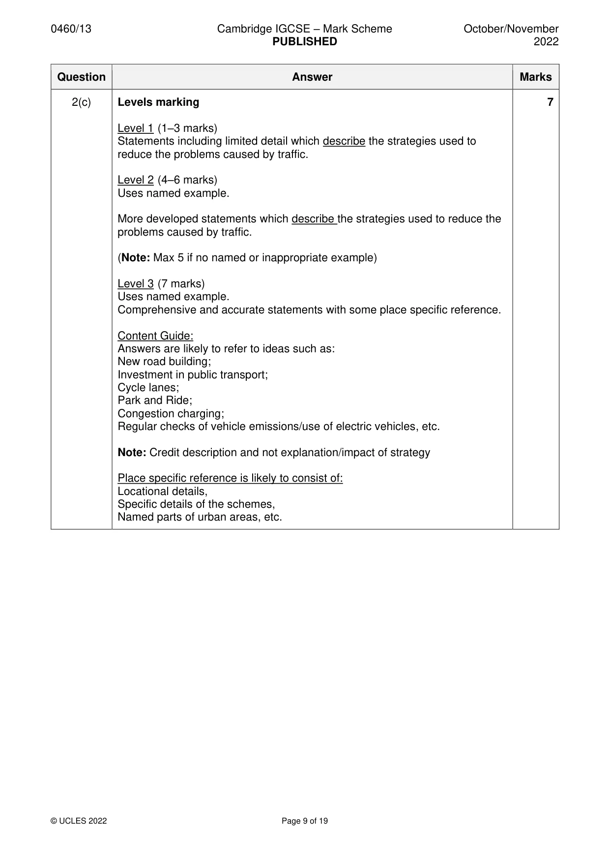 Mark scheme, page 9 of 19