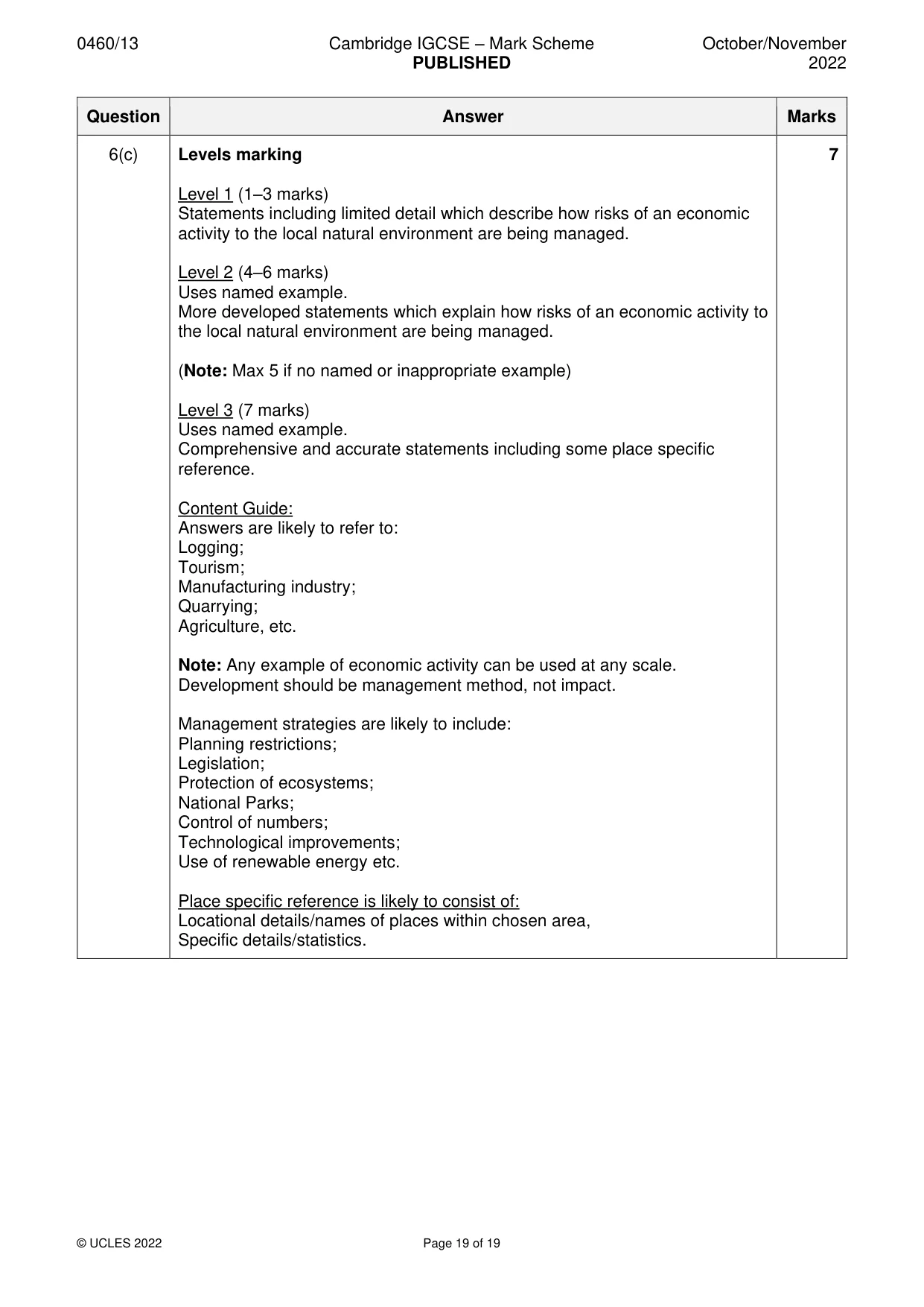 Mark scheme, page 19 of 19