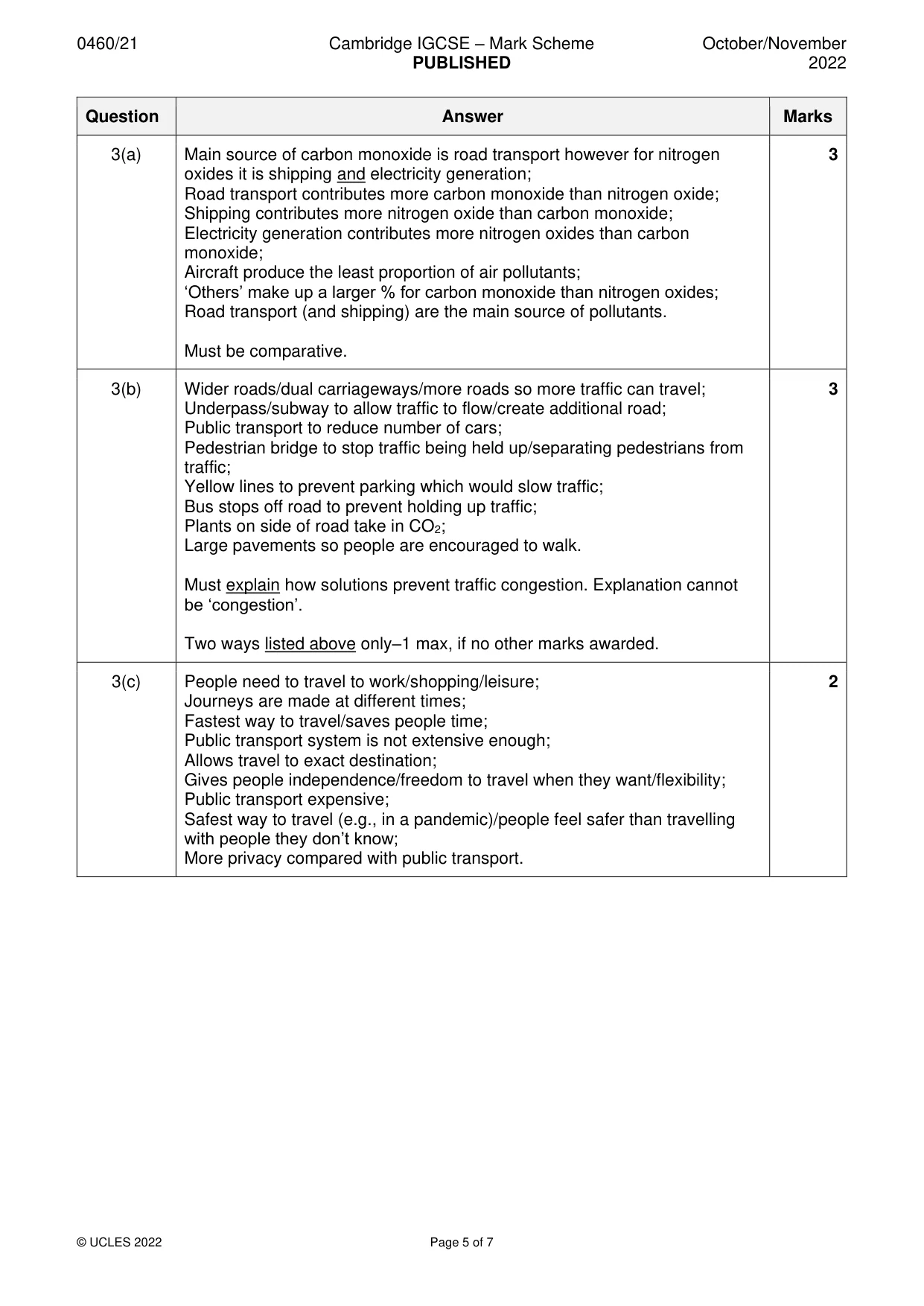 Mark scheme, page 5 of 7