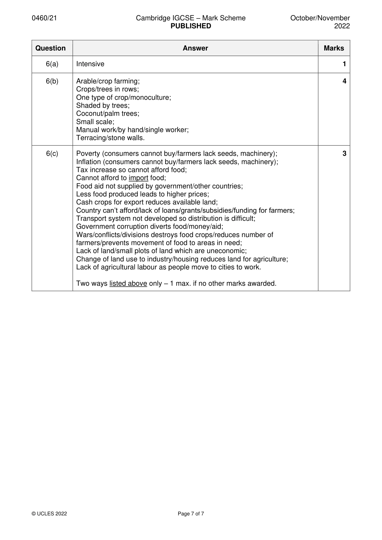Mark scheme, page 7 of 7