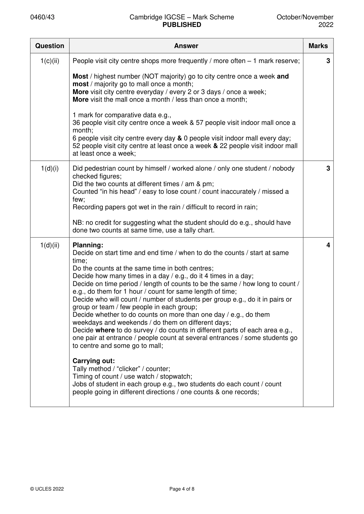 Mark scheme, page 4 of 8
