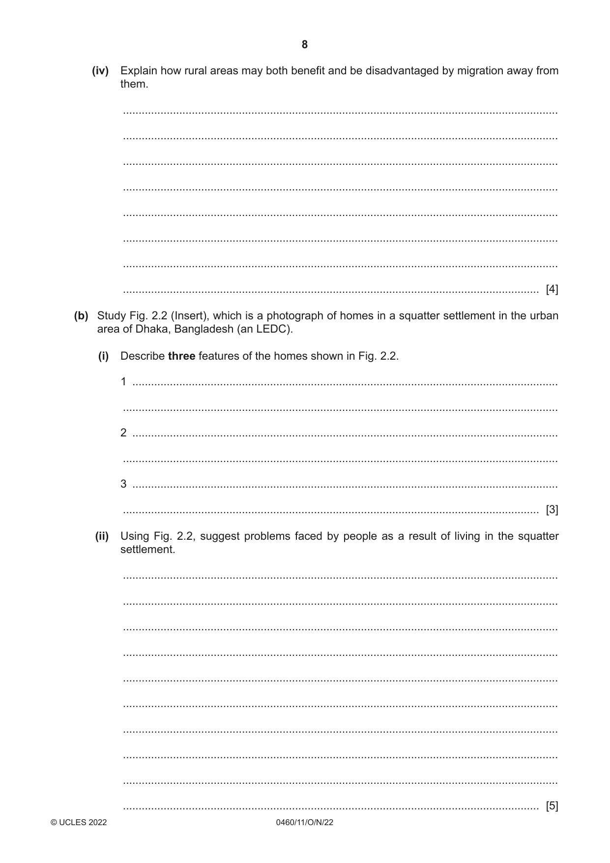 Cambridge IGCSE Geography 0460 2022 Oct/Nov Paper 1 · Variant 1 question paper, page 8 of 28