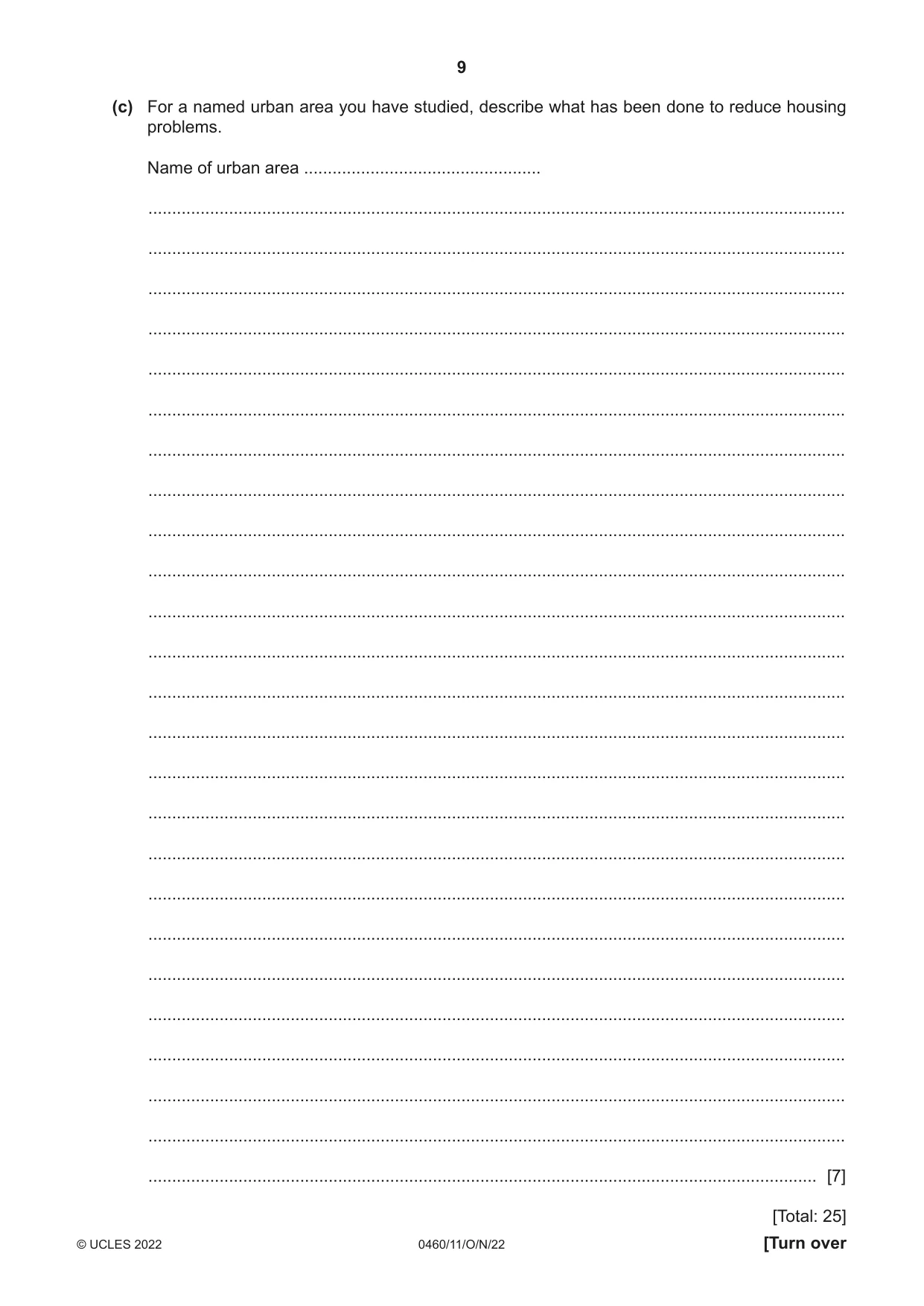 Cambridge IGCSE Geography 0460 2022 Oct/Nov Paper 1 · Variant 1 question paper, page 9 of 28