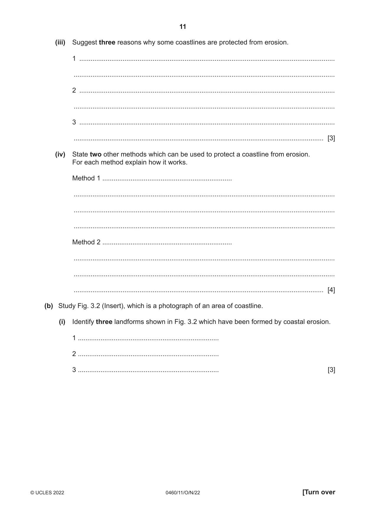 Cambridge IGCSE Geography 0460 2022 Oct/Nov Paper 1 · Variant 1 question paper, page 11 of 28