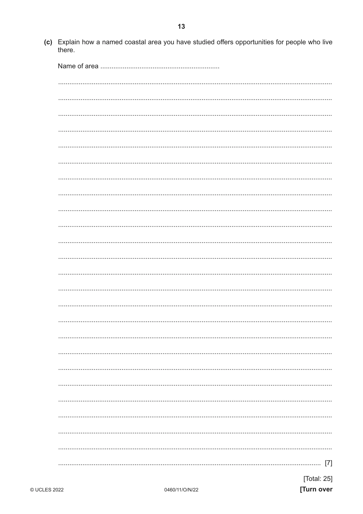 Cambridge IGCSE Geography 0460 2022 Oct/Nov Paper 1 · Variant 1 question paper, page 13 of 28