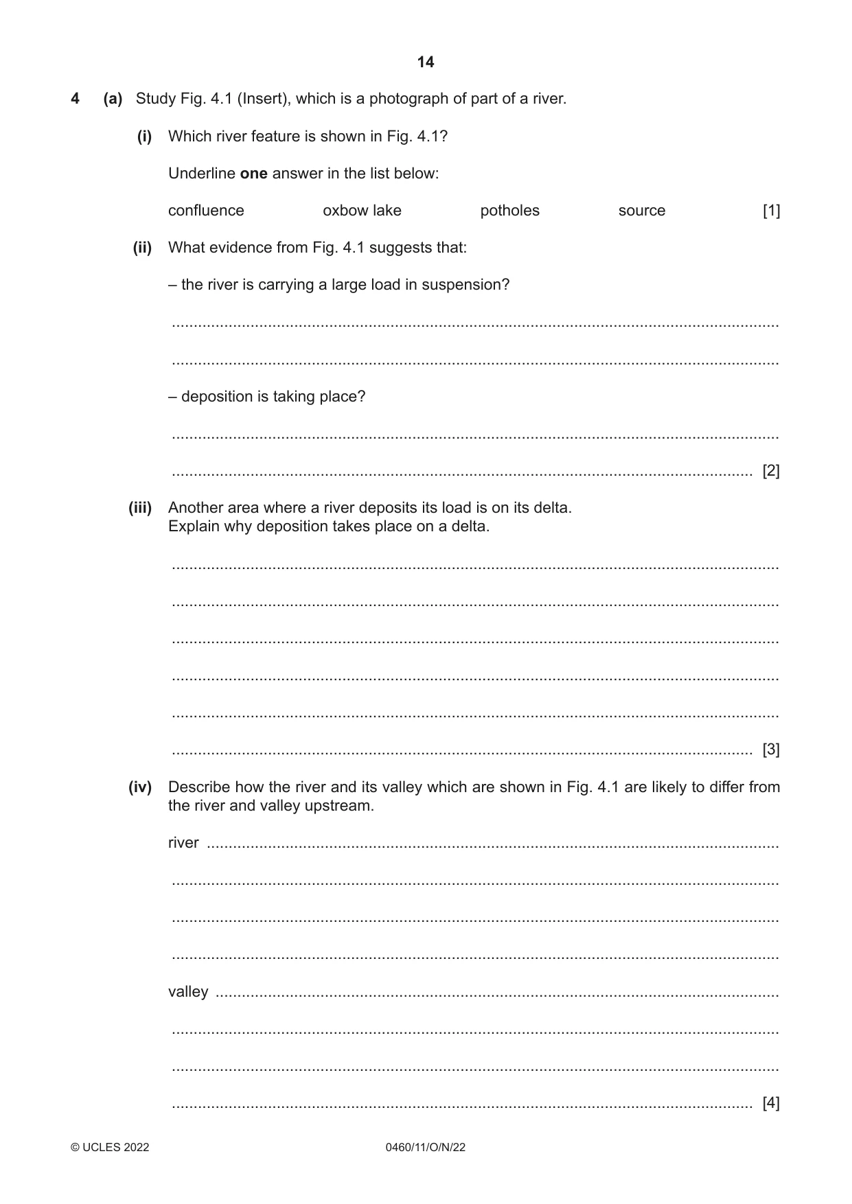 Cambridge IGCSE Geography 0460 2022 Oct/Nov Paper 1 · Variant 1 question paper, page 14 of 28