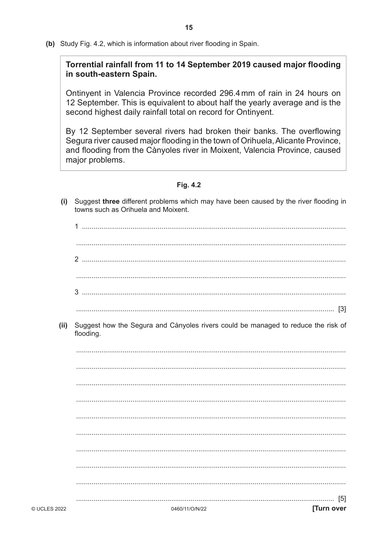Cambridge IGCSE Geography 0460 2022 Oct/Nov Paper 1 · Variant 1 question paper, page 15 of 28