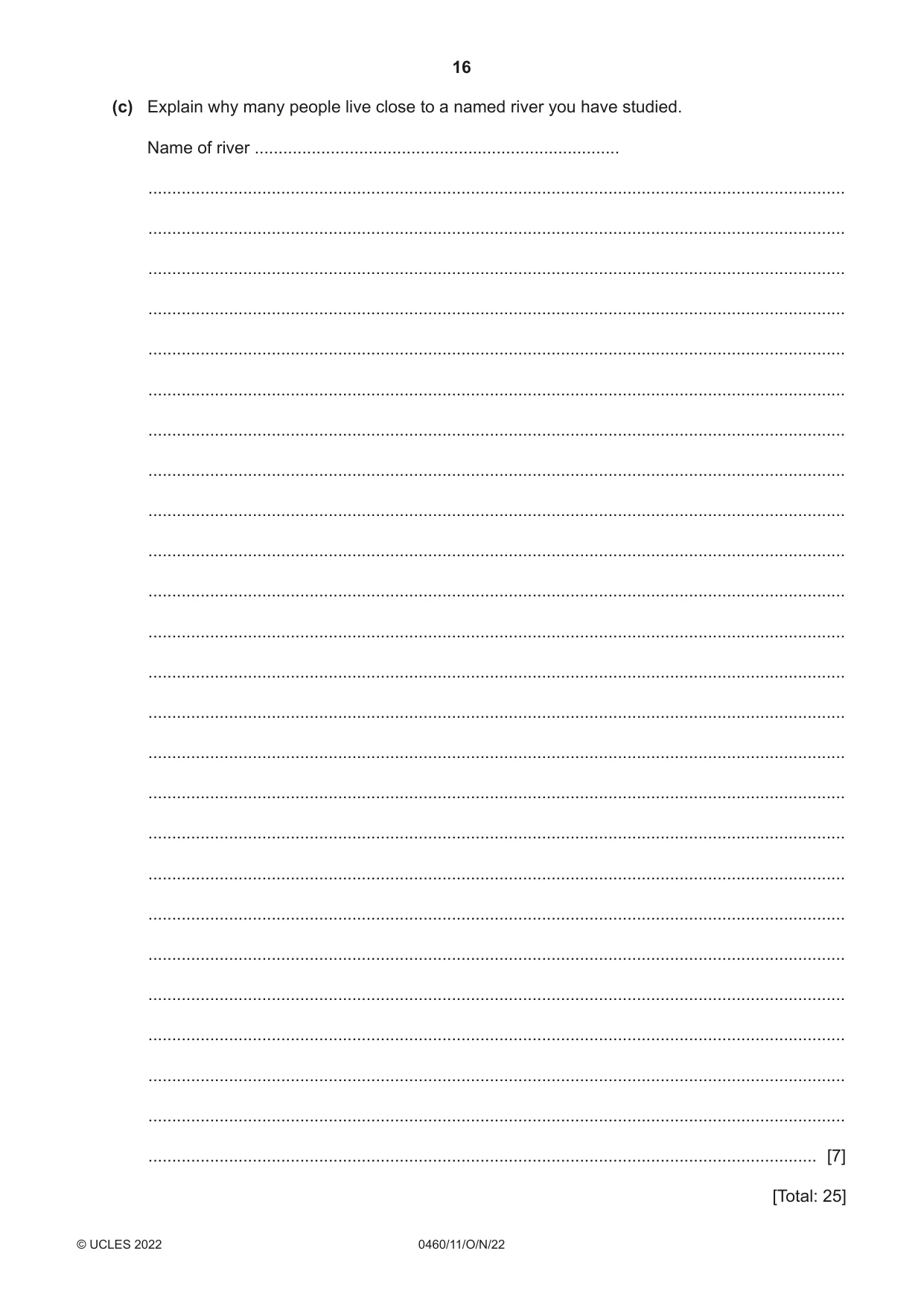 Cambridge IGCSE Geography 0460 2022 Oct/Nov Paper 1 · Variant 1 question paper, page 16 of 28
