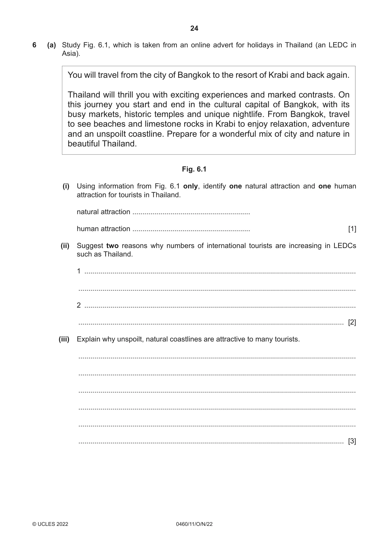 Cambridge IGCSE Geography 0460 2022 Oct/Nov Paper 1 · Variant 1 question paper, page 24 of 28