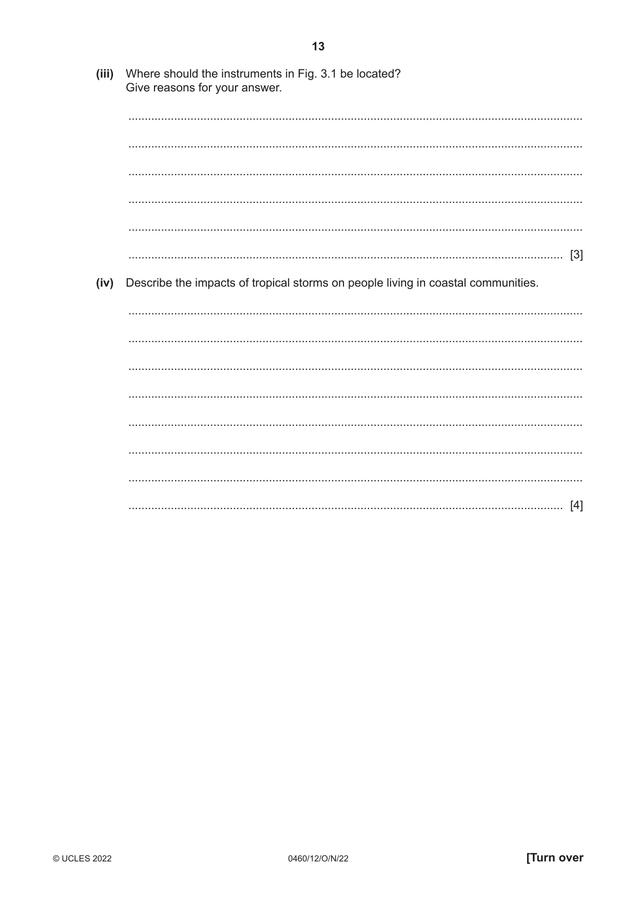 Cambridge IGCSE Geography 0460 2022 Oct/Nov Paper 1 · Variant 2 question paper, page 13 of 32