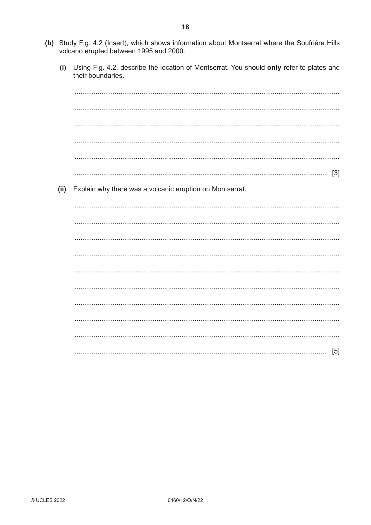 Cambridge IGCSE Geography 0460 2022 Oct/Nov Paper 1 · Variant 2 question paper, page 18 of 32