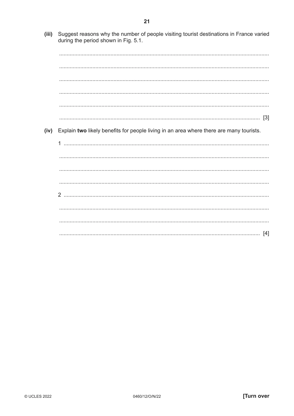 Cambridge IGCSE Geography 0460 2022 Oct/Nov Paper 1 · Variant 2 question paper, page 21 of 32