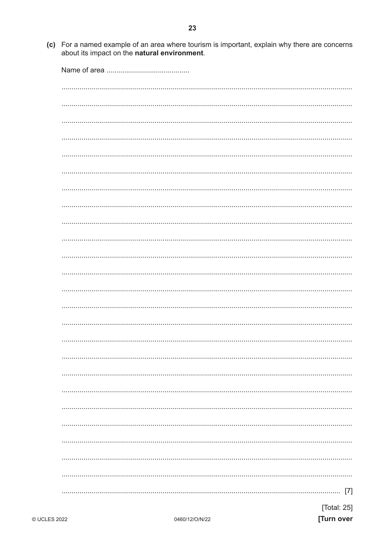 Cambridge IGCSE Geography 0460 2022 Oct/Nov Paper 1 · Variant 2 question paper, page 23 of 32