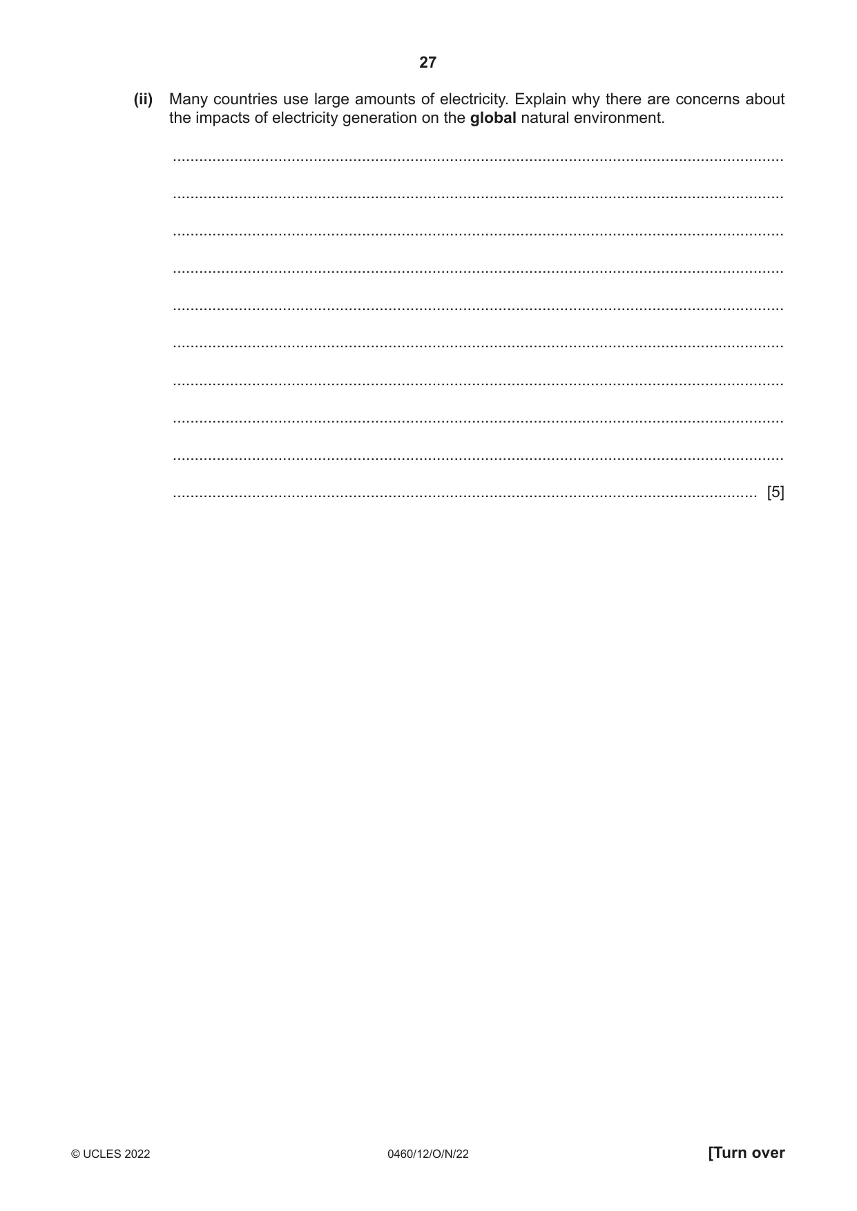 Cambridge IGCSE Geography 0460 2022 Oct/Nov Paper 1 · Variant 2 question paper, page 27 of 32