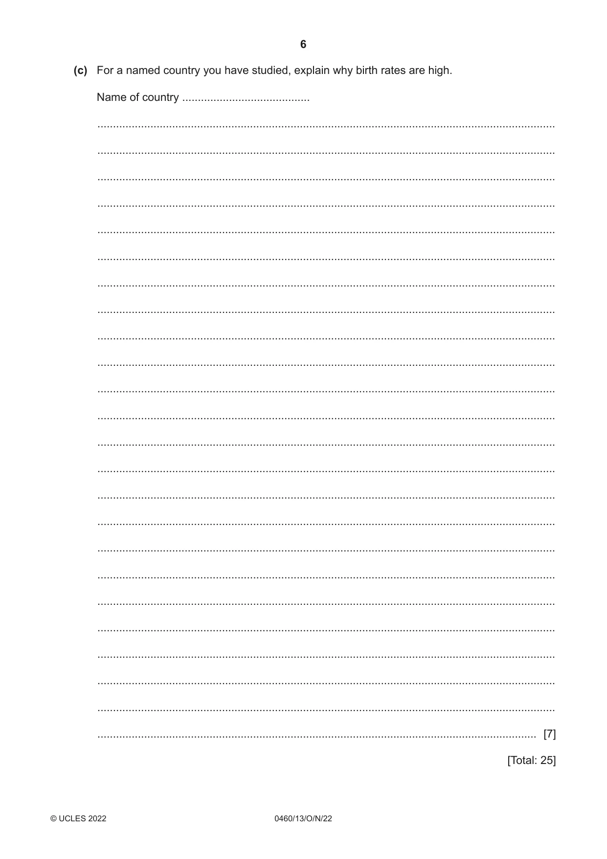 Cambridge IGCSE Geography 0460 2022 Oct/Nov Paper 1 · Variant 3 question paper, page 6 of 32