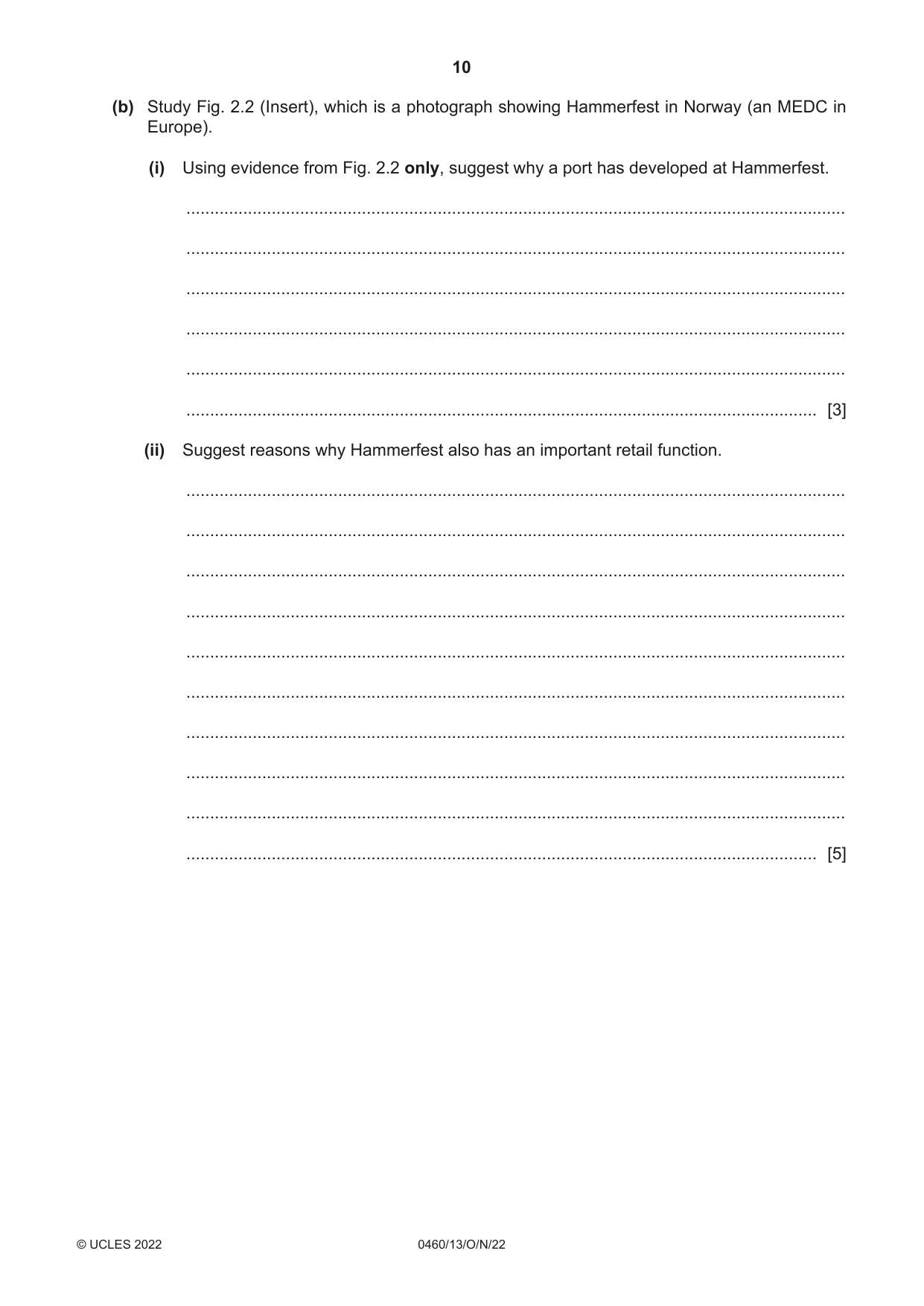 Cambridge IGCSE Geography 0460 2022 Oct/Nov Paper 1 · Variant 3 question paper, page 10 of 32