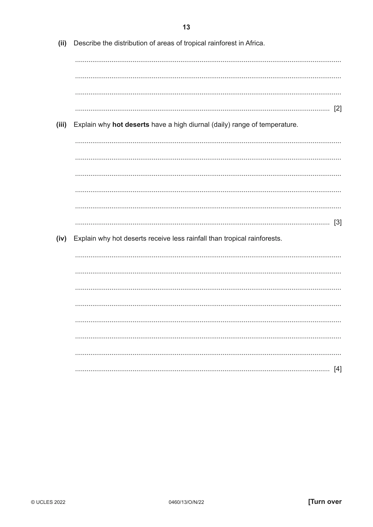 Cambridge IGCSE Geography 0460 2022 Oct/Nov Paper 1 · Variant 3 question paper, page 13 of 32