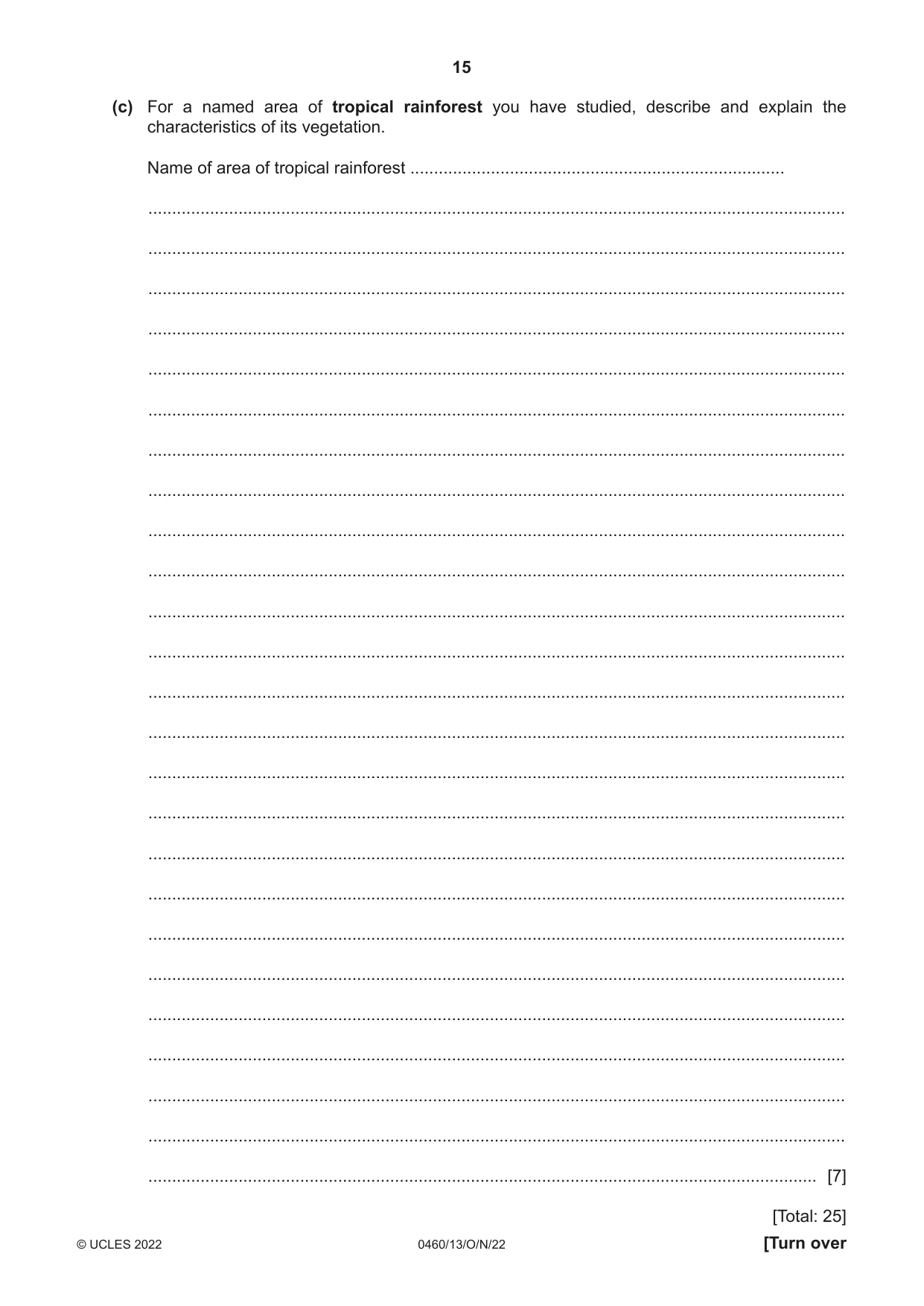 Cambridge IGCSE Geography 0460 2022 Oct/Nov Paper 1 · Variant 3 question paper, page 15 of 32