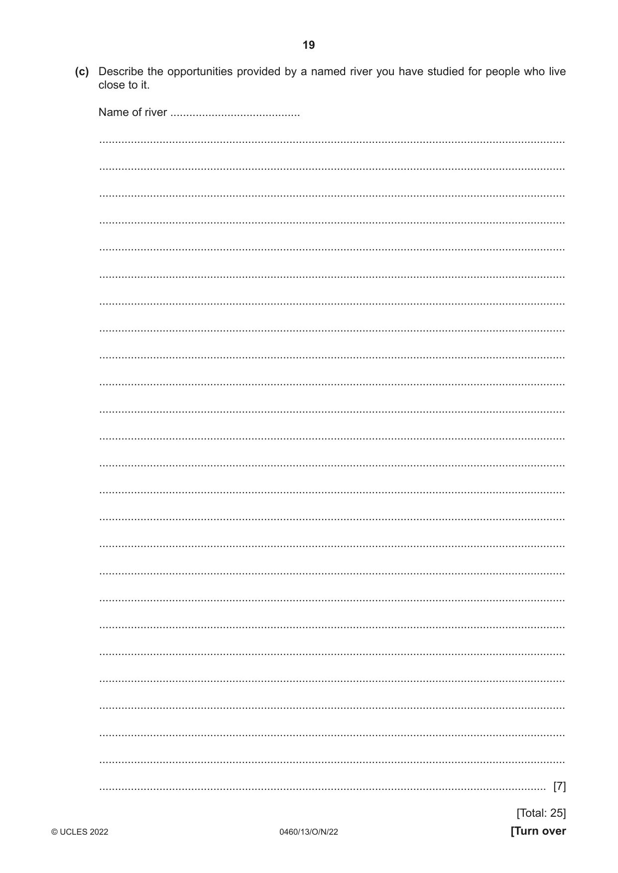 Cambridge IGCSE Geography 0460 2022 Oct/Nov Paper 1 · Variant 3 question paper, page 19 of 32