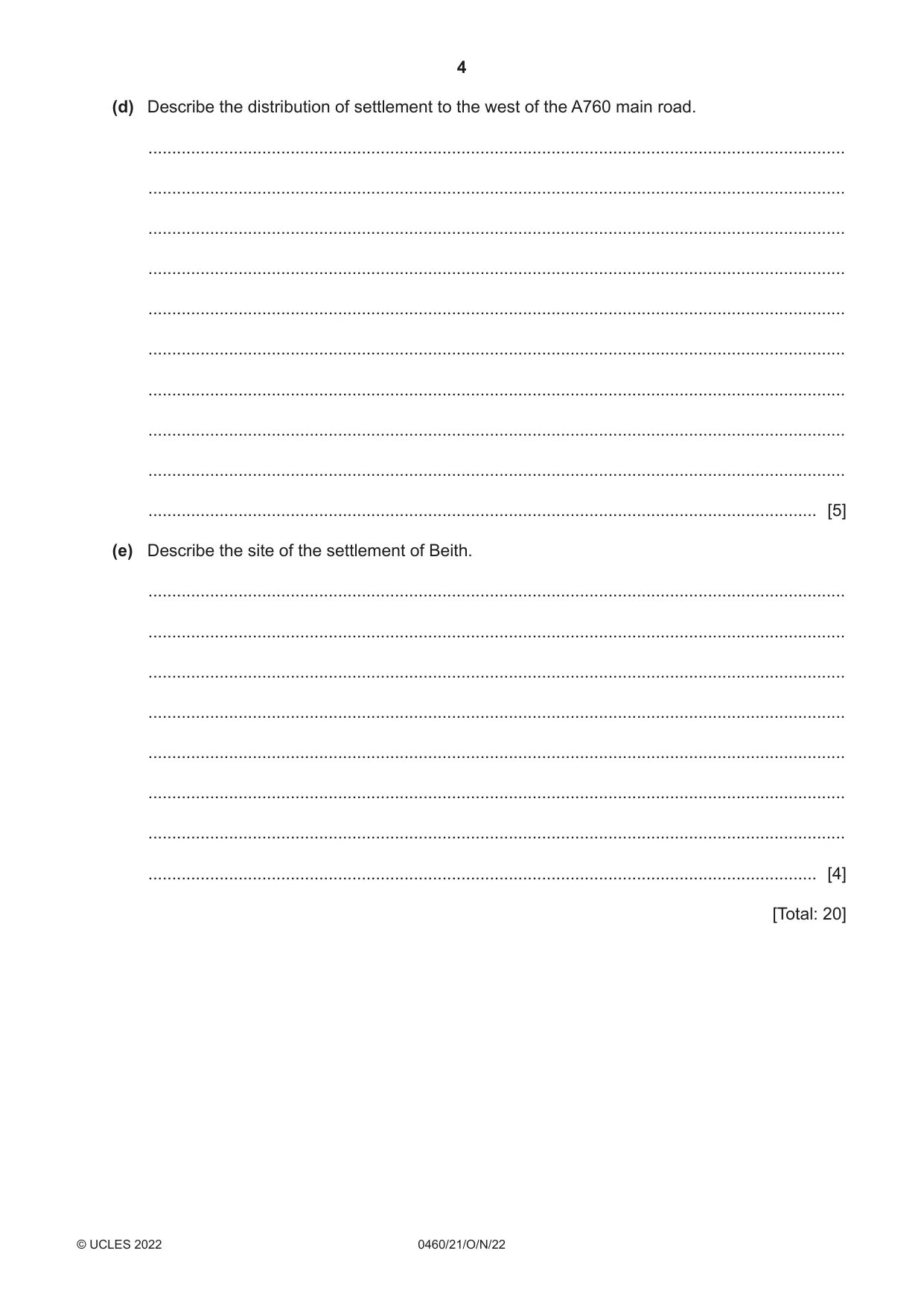 Cambridge IGCSE Geography 0460 2022 Oct/Nov Paper 2 · Variant 1 question paper, page 4 of 16