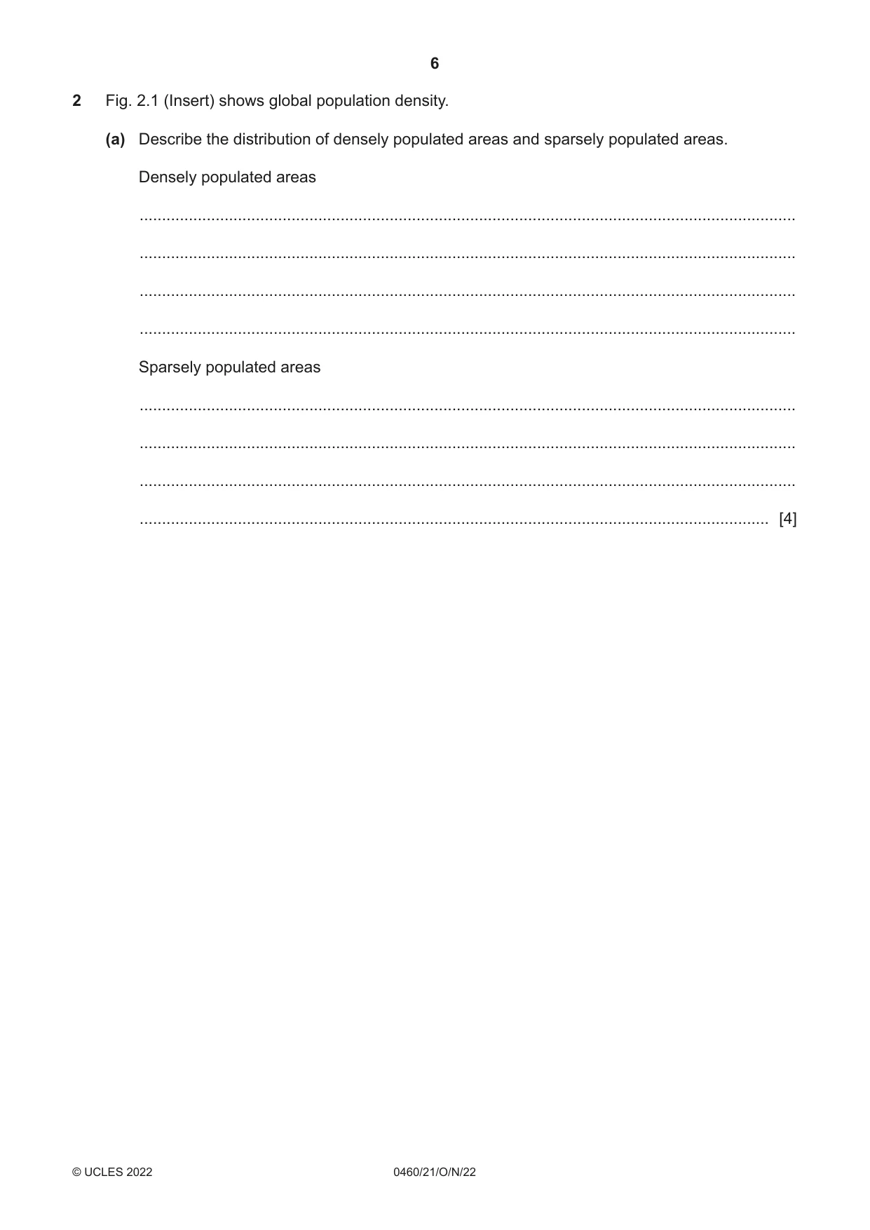 Cambridge IGCSE Geography 0460 2022 Oct/Nov Paper 2 · Variant 1 question paper, page 6 of 16
