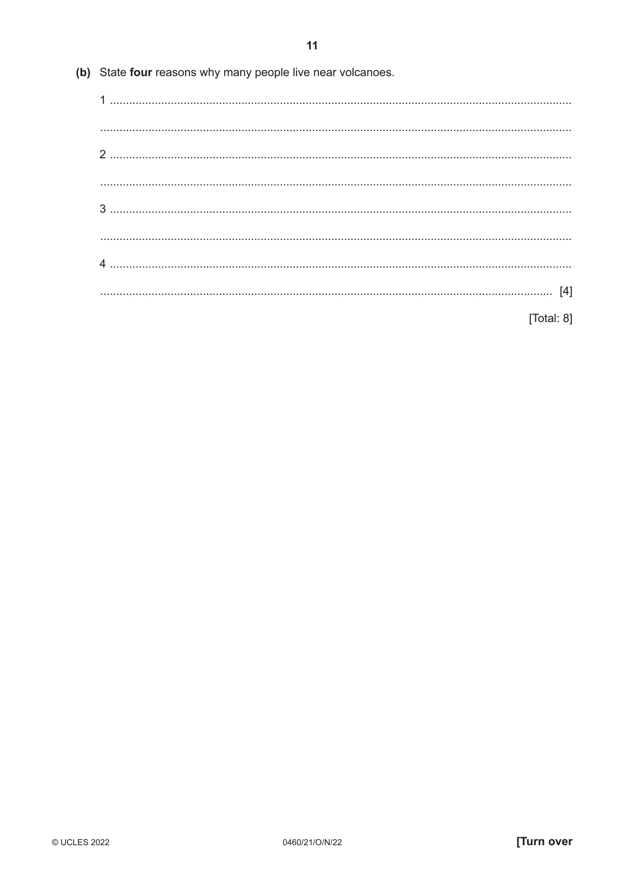 Cambridge IGCSE Geography 0460 2022 Oct/Nov Paper 2 · Variant 1 question paper, page 11 of 16
