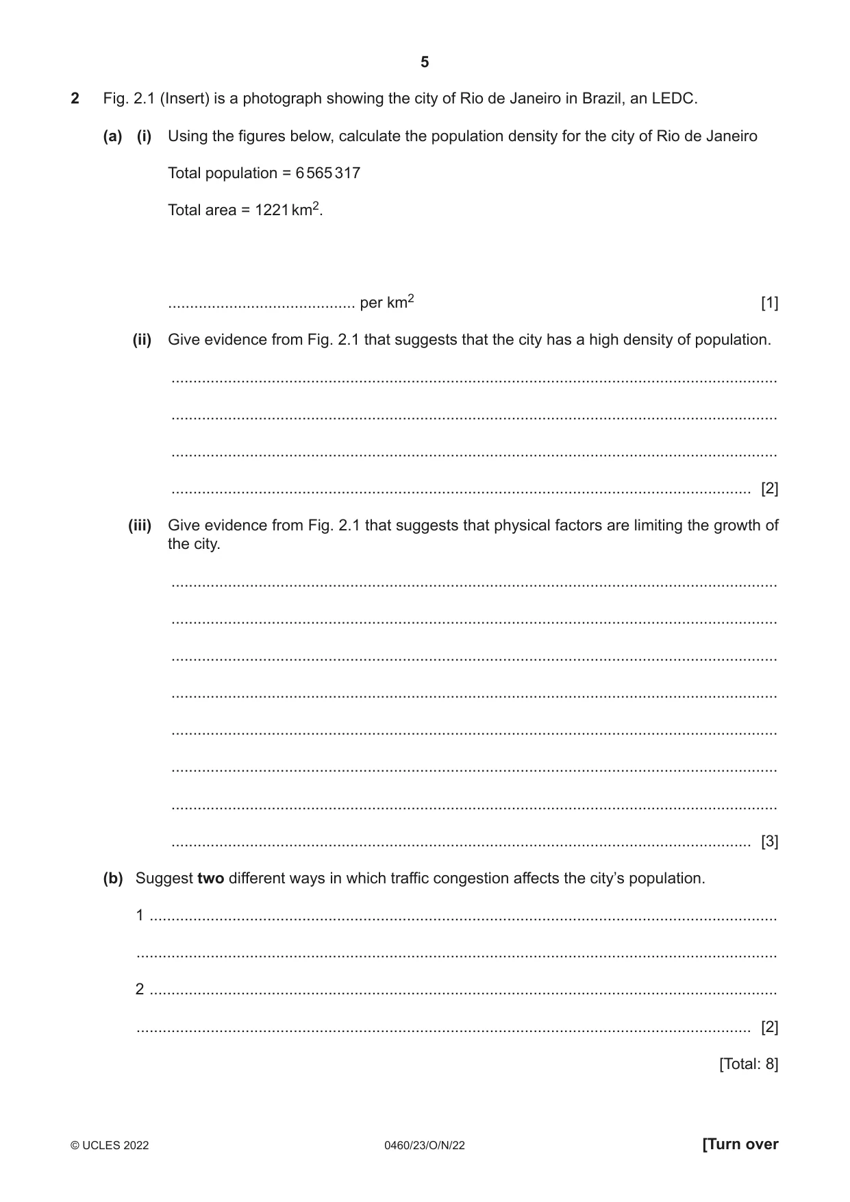 Cambridge IGCSE Geography 0460 2022 Oct/Nov Paper 2 · Variant 3 question paper, page 5 of 16