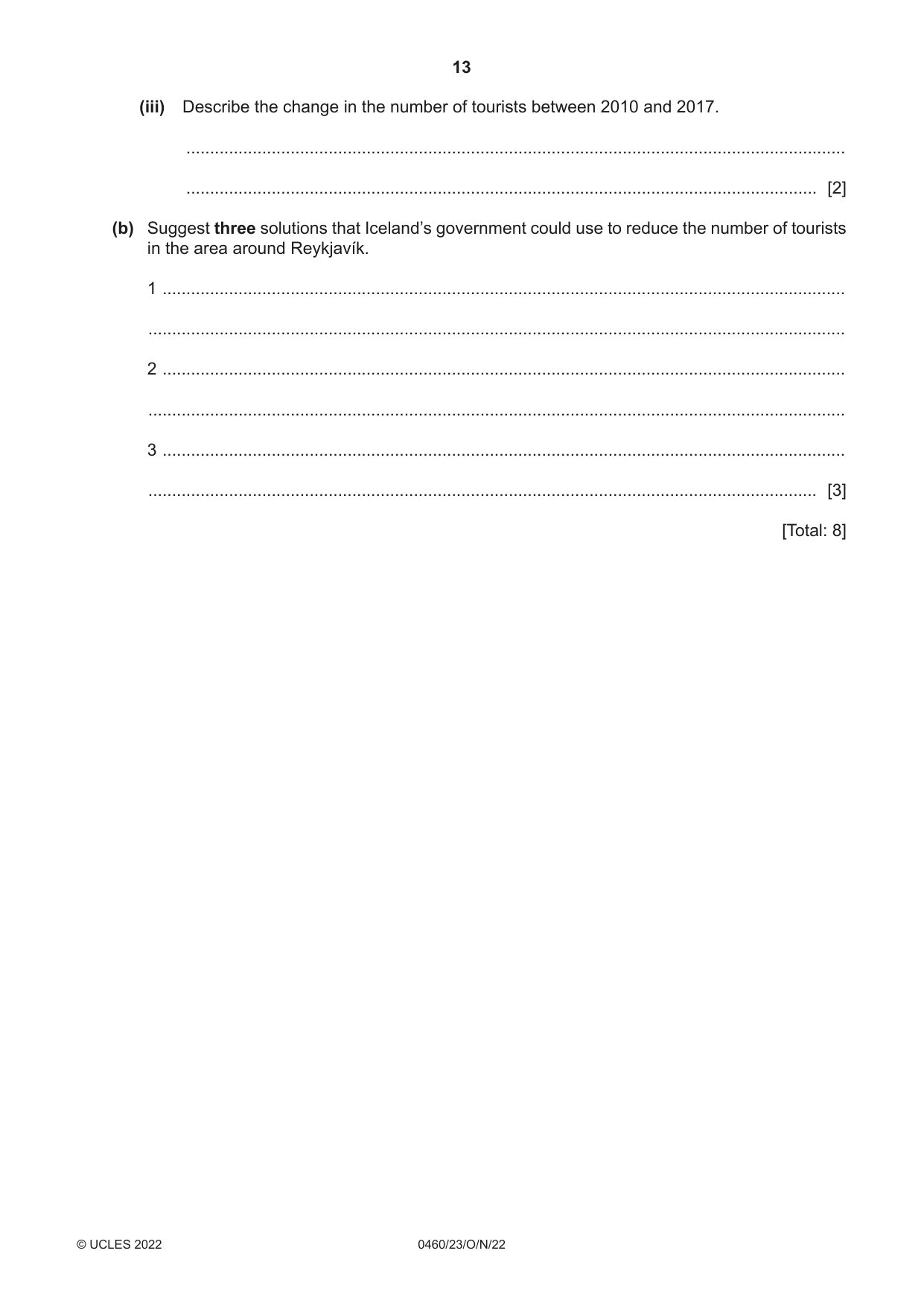Cambridge IGCSE Geography 0460 2022 Oct/Nov Paper 2 · Variant 3 question paper, page 13 of 16