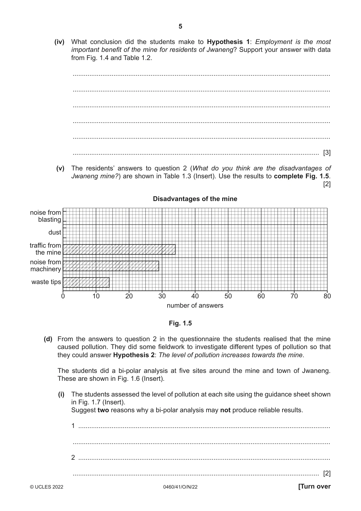 Cambridge IGCSE Geography 0460 2022 Oct/Nov Paper 4 · Variant 1 question paper, page 5 of 16