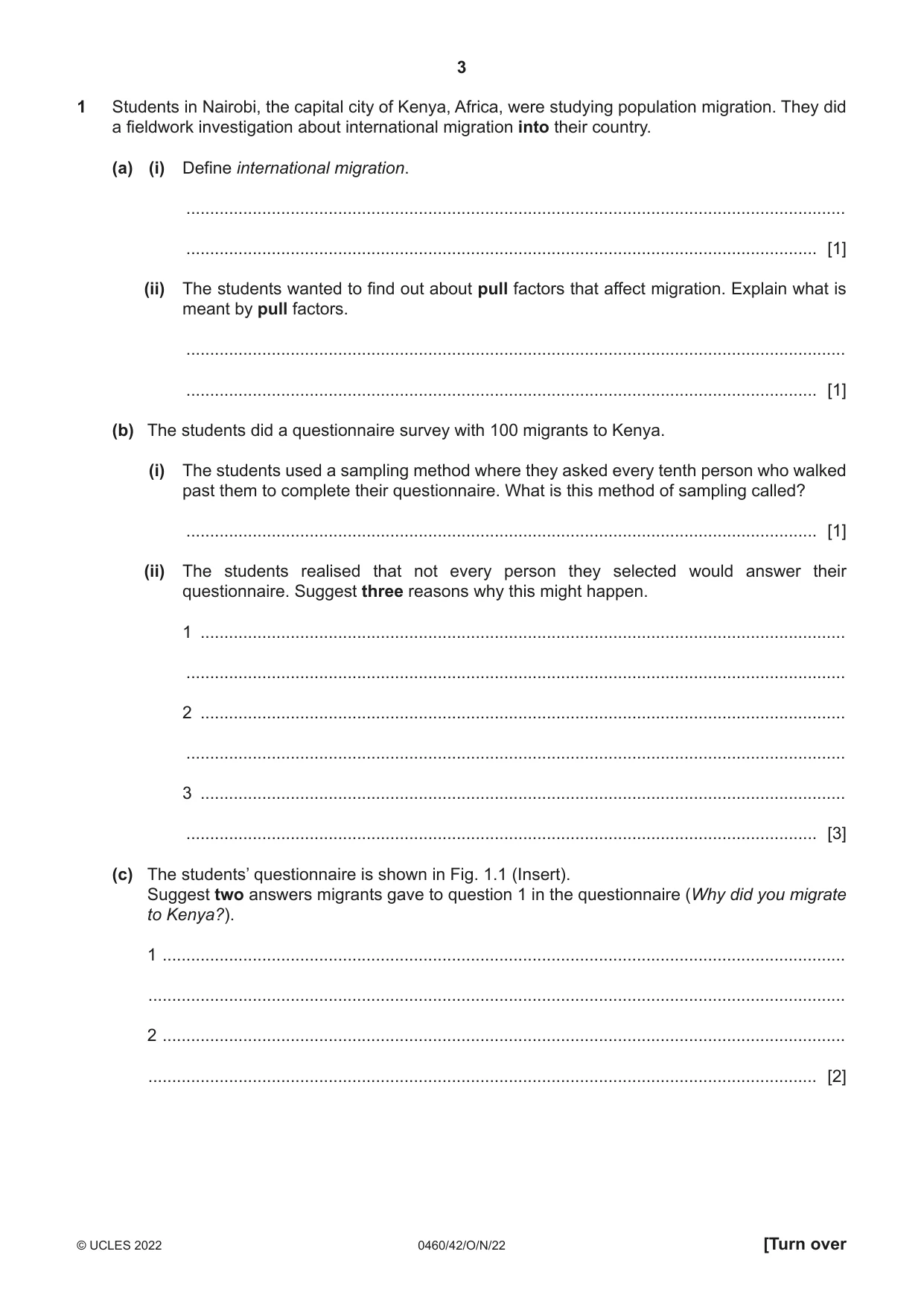 Cambridge IGCSE Geography 0460 2022 Oct/Nov Paper 4 · Variant 2 question paper, page 3 of 16