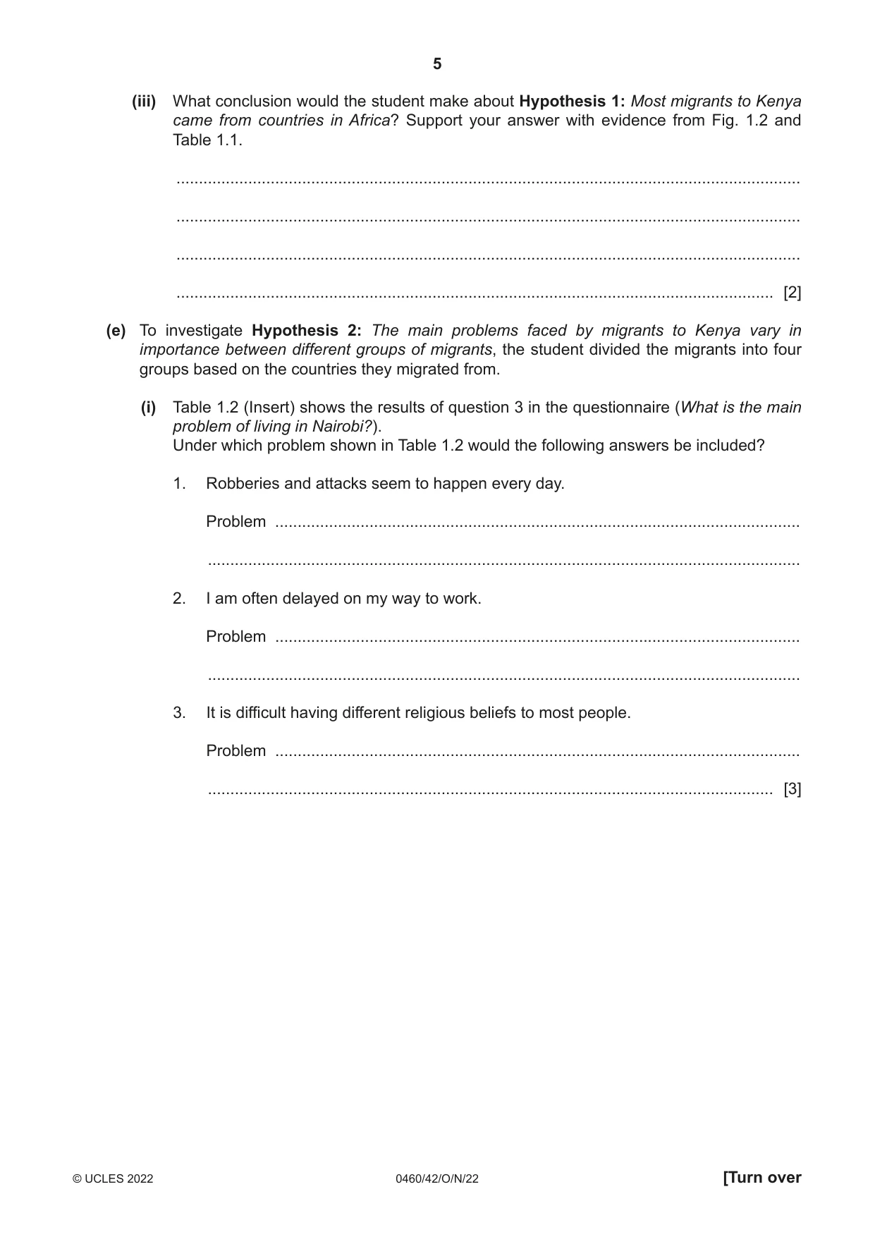 Cambridge IGCSE Geography 0460 2022 Oct/Nov Paper 4 · Variant 2 question paper, page 5 of 16