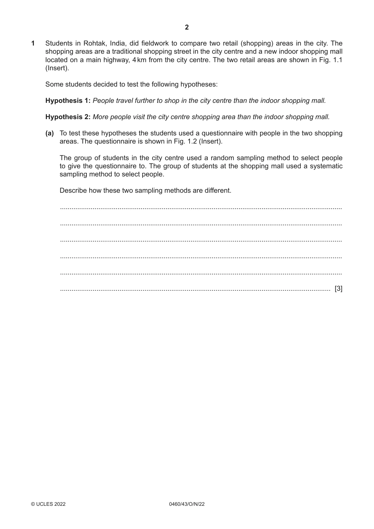 Cambridge IGCSE Geography 0460 2022 Oct/Nov Paper 4 · Variant 3 question paper, page 2 of 20