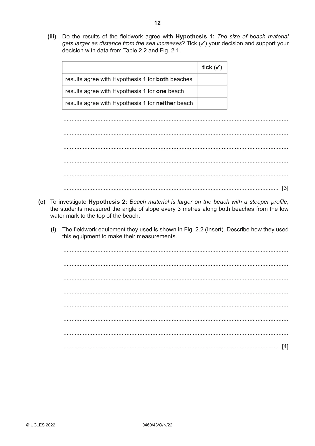 Cambridge IGCSE Geography 0460 2022 Oct/Nov Paper 4 · Variant 3 question paper, page 12 of 20
