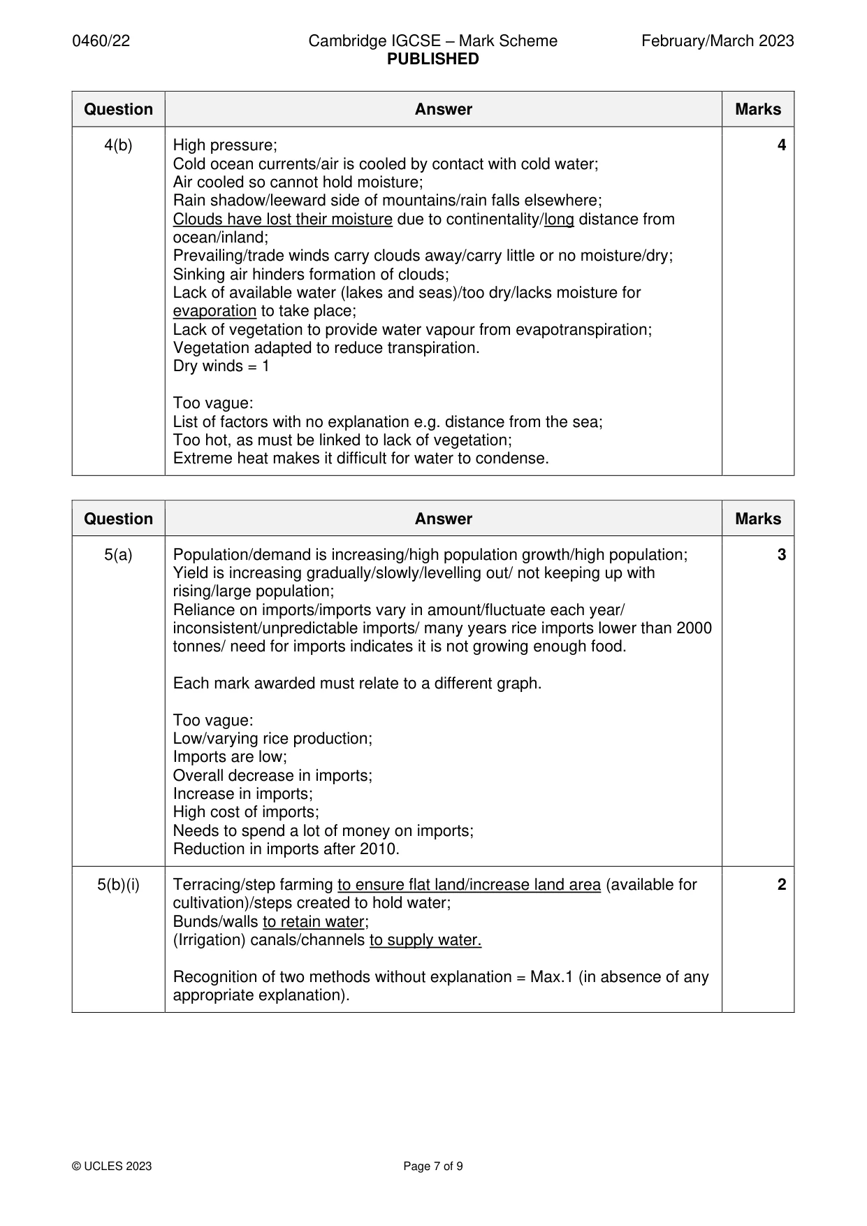 Mark scheme, page 7 of 9