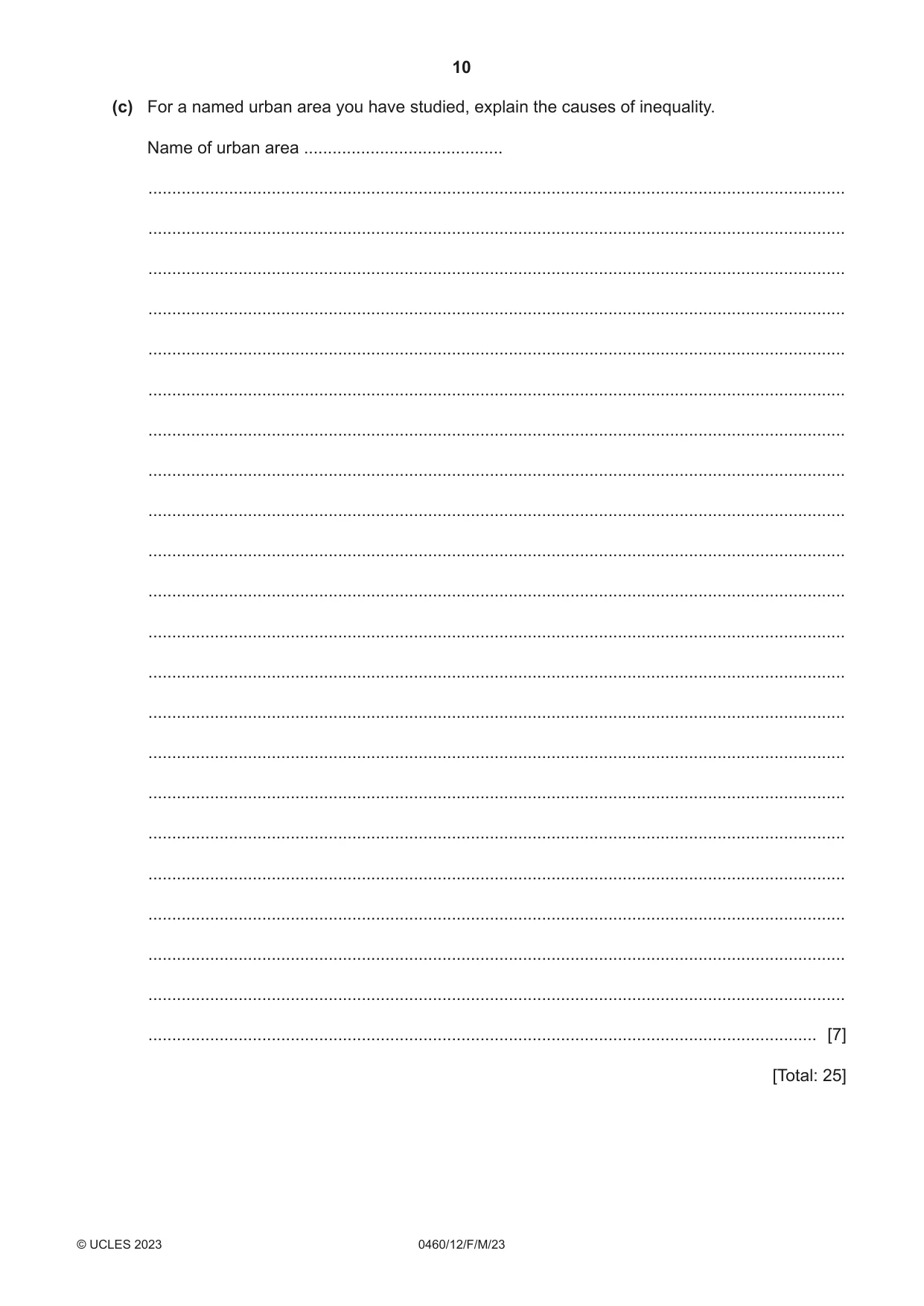 Cambridge IGCSE Geography 0460 2023 Feb/March Paper 1 · Variant 2 question paper, page 10 of 32
