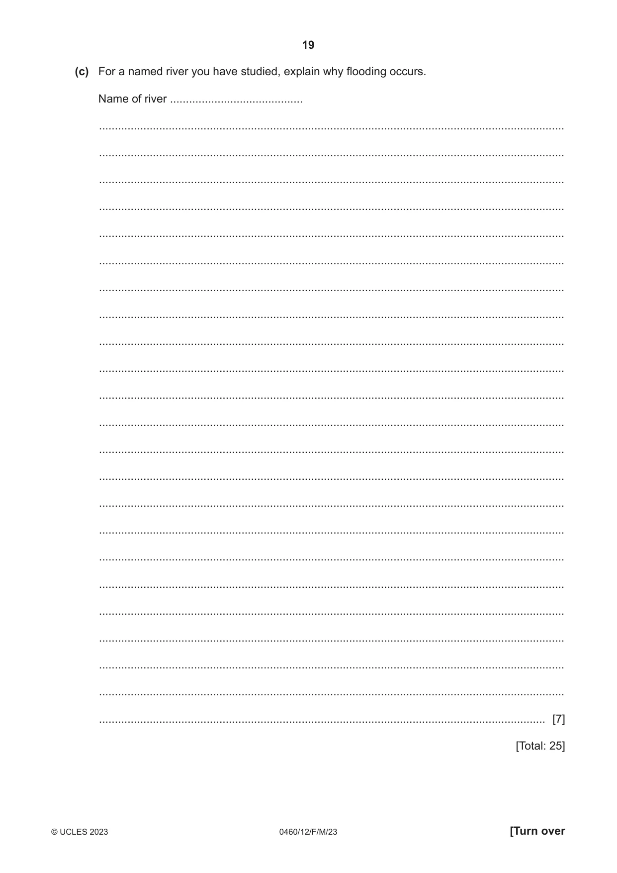 Cambridge IGCSE Geography 0460 2023 Feb/March Paper 1 · Variant 2 question paper, page 19 of 32