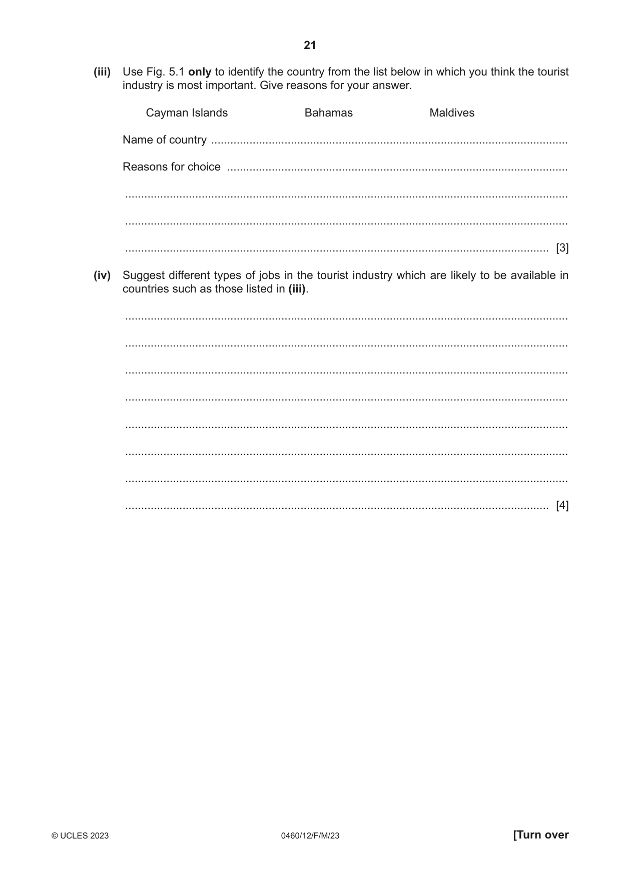 Cambridge IGCSE Geography 0460 2023 Feb/March Paper 1 · Variant 2 question paper, page 21 of 32