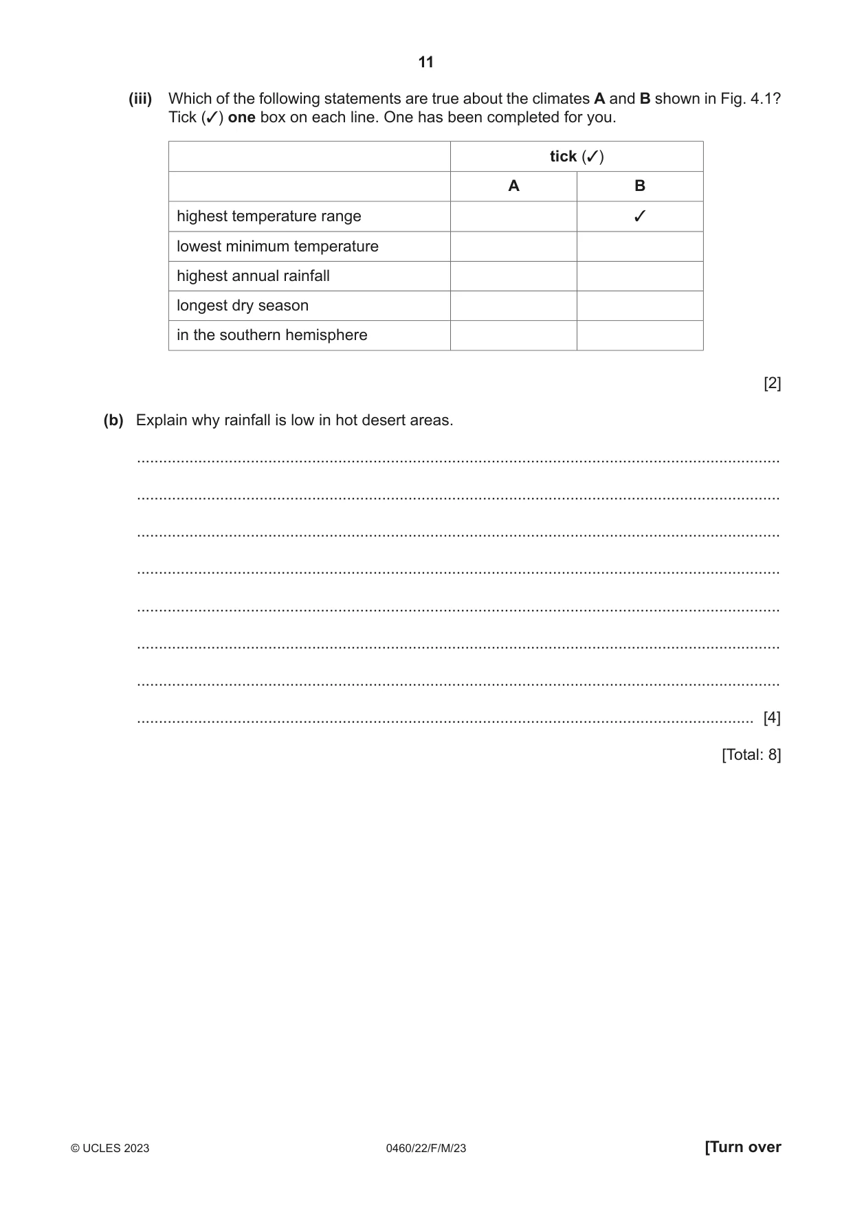 Cambridge IGCSE Geography 0460 2023 Feb/March Paper 2 · Variant 2 question paper, page 11 of 20