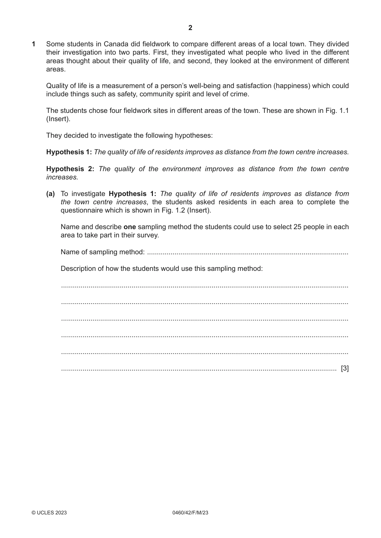 Cambridge IGCSE Geography 0460 2023 Feb/March Paper 4 · Variant 2 question paper, page 2 of 16