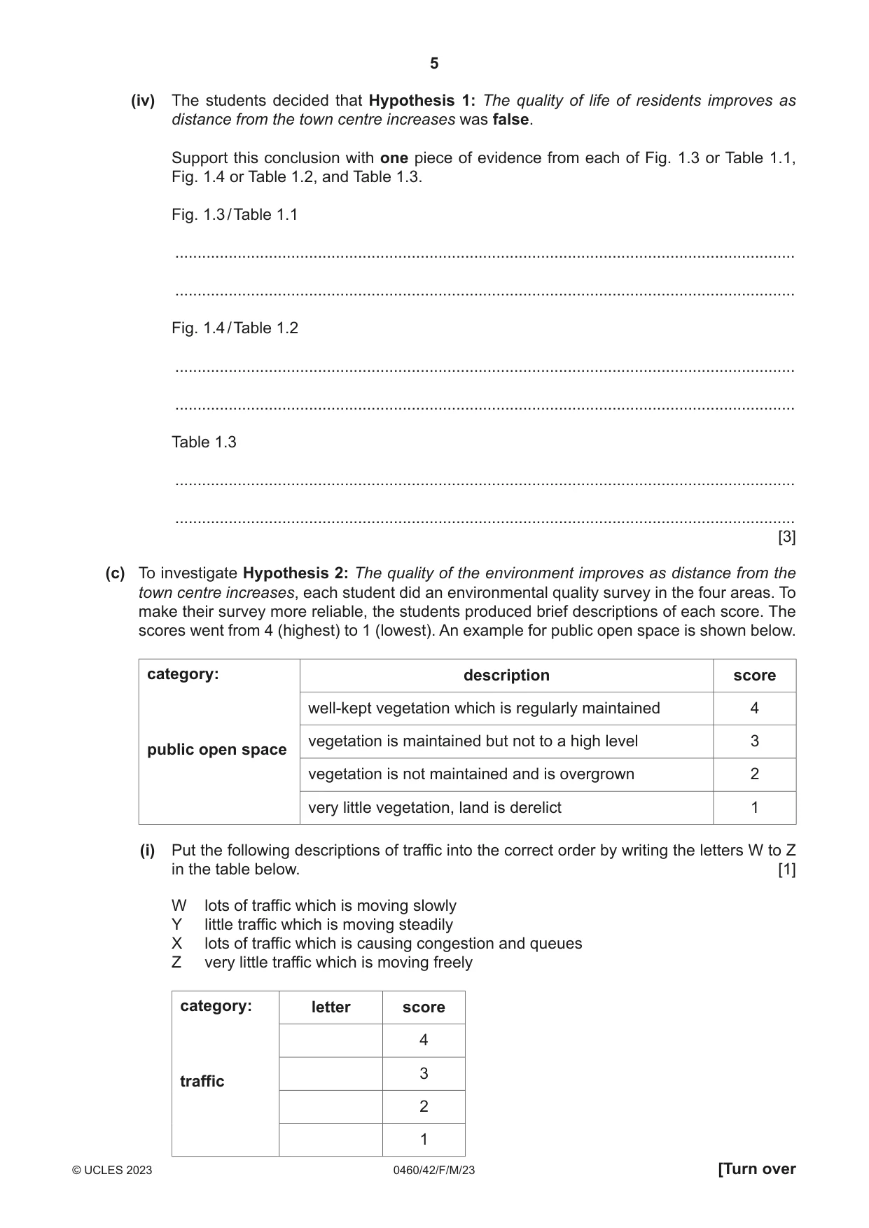Cambridge IGCSE Geography 0460 2023 Feb/March Paper 4 · Variant 2 question paper, page 5 of 16